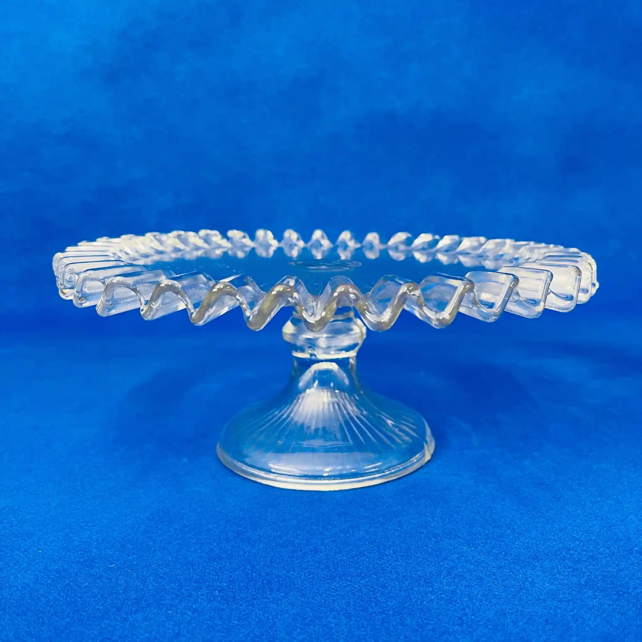 【リユース】 フリルケーキスタンド / ソーダガラス / プリーツデザイン