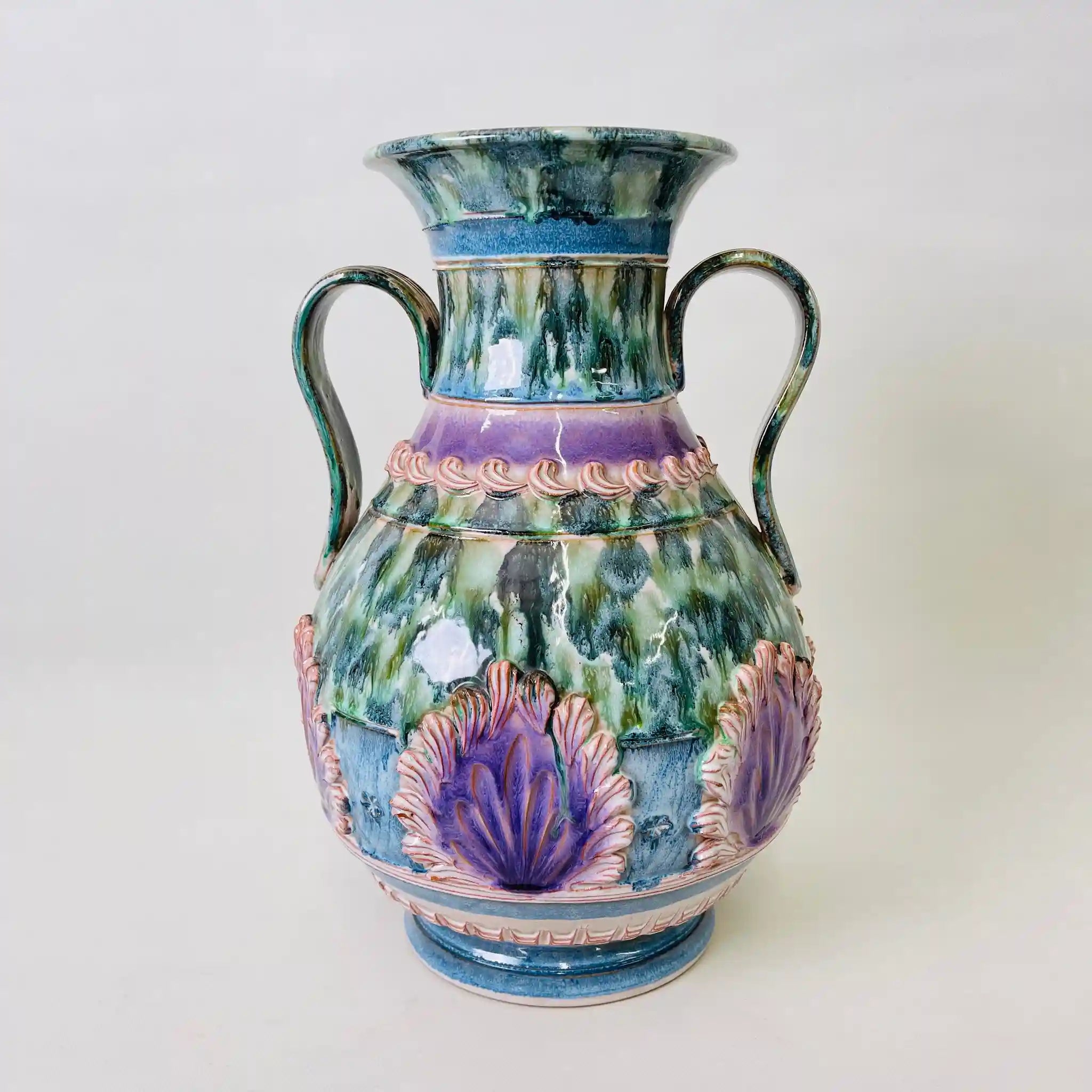 ブルーフロストガラス ダブルベース / アーティスティック花瓶 ブルーフロストガラス ダブルベース ⁄ アーティスティック花瓶 ブルー