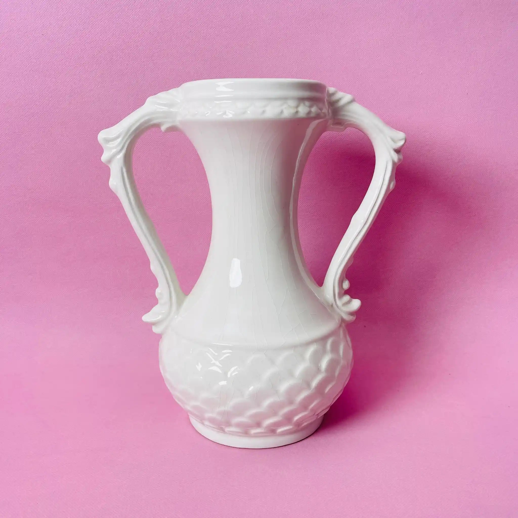 【リユース】 フラワーベース / Capodimonte(カポディモンテ) / 陶器 / イタリア / エンボス加工