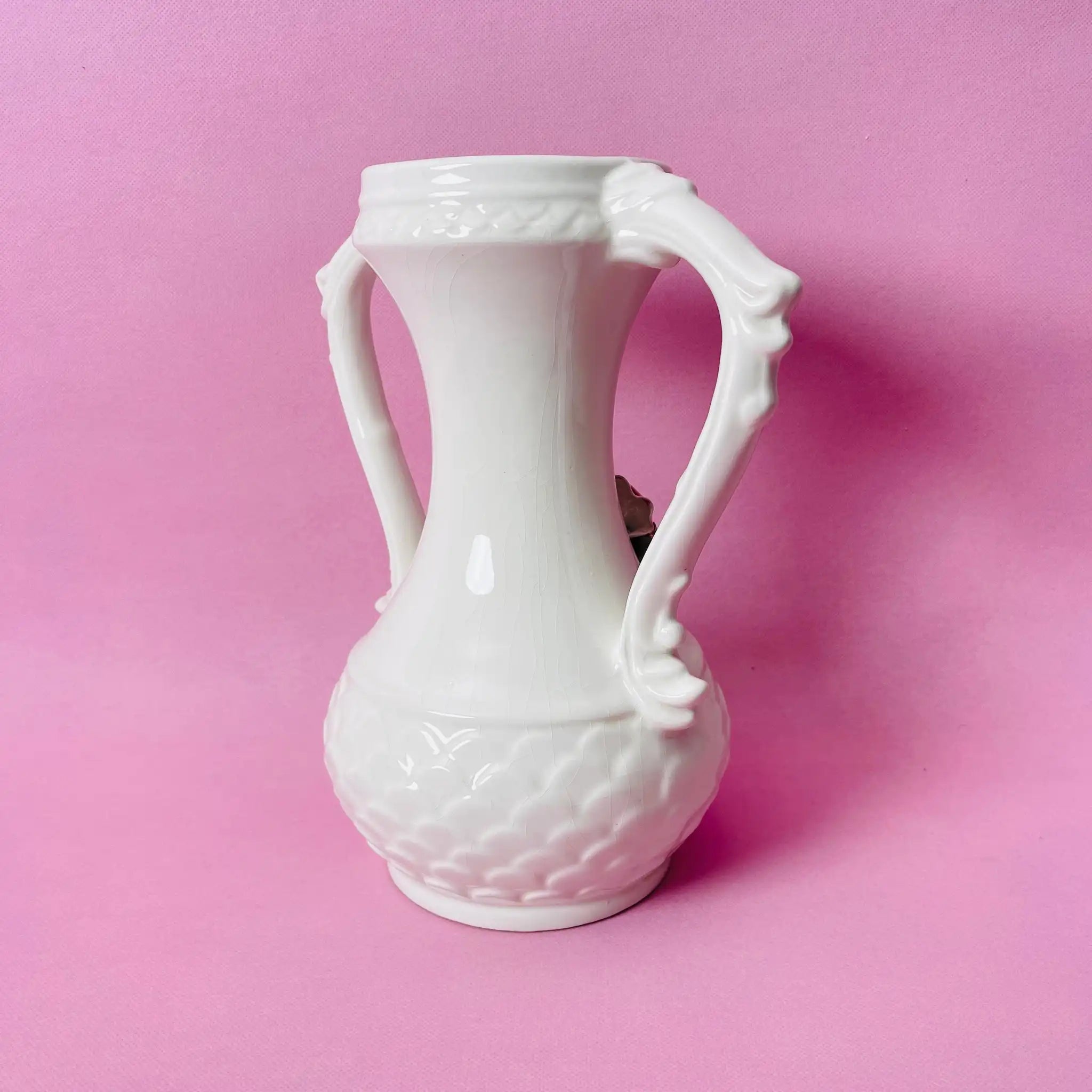 【リユース】 フラワーベース / Capodimonte(カポディモンテ) / 陶器 / イタリア / エンボス加工