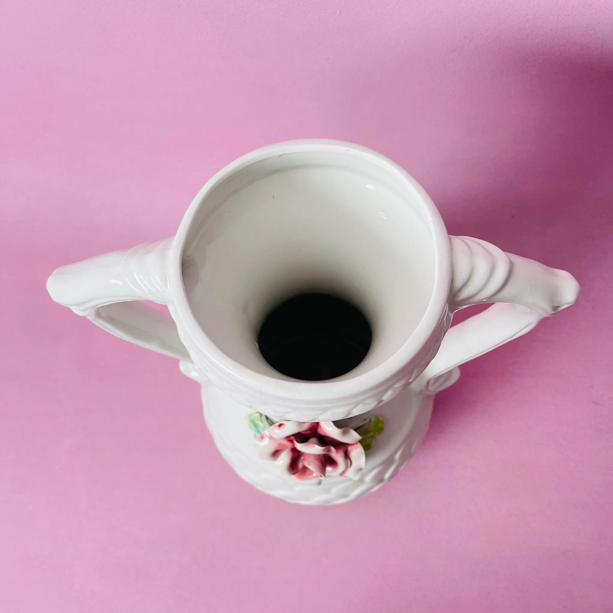 【リユース】 フラワーベース / Capodimonte(カポディモンテ) / 陶器 / イタリア / エンボス加工