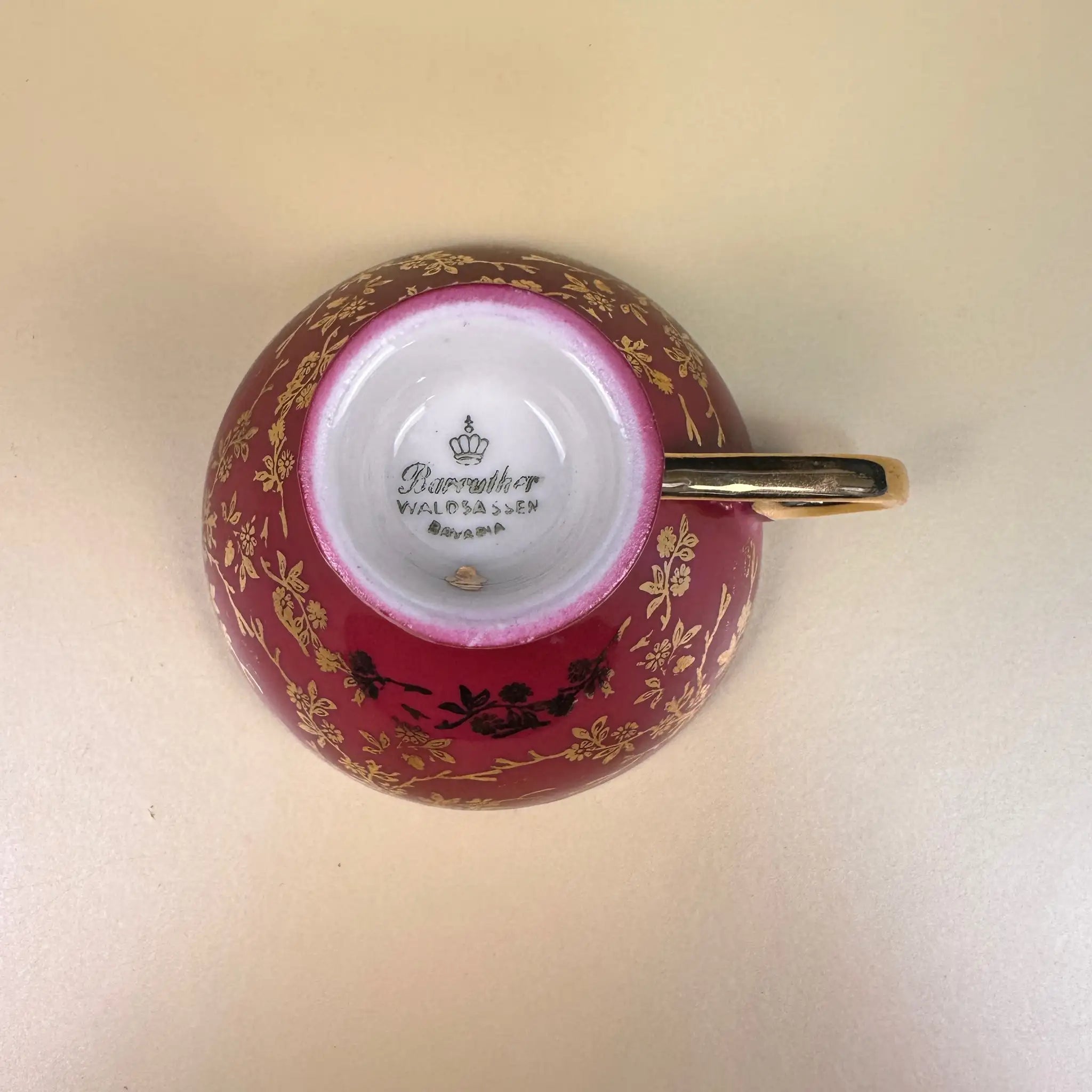 【アンティーク】 ミニティーカップ＆ソーサーセット / Bavaria(バーバリア) / Waldsassen(ヴァルトザッセン） / ドイツ / 割れ補修跡あり