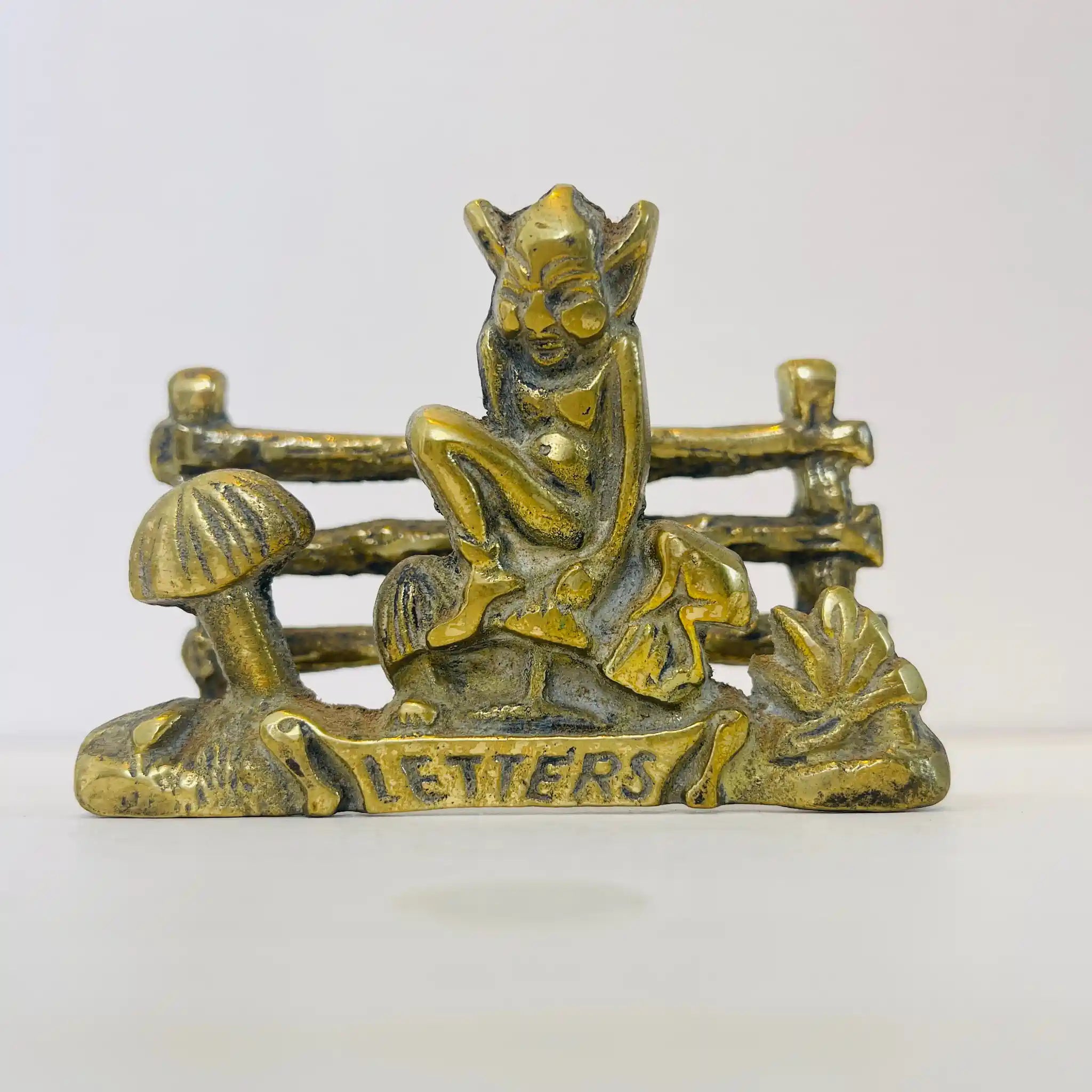 【アンティーク】 真鍮製ミニチュアフィギュア / レターラック ゴブリン / 真鍮