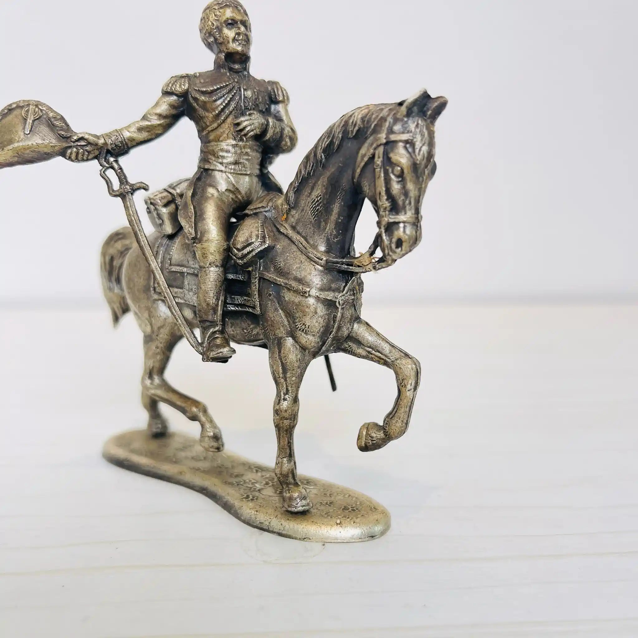 【アンティーク】 ピューター製 馬乗り兵士像 / ピューター / フランス