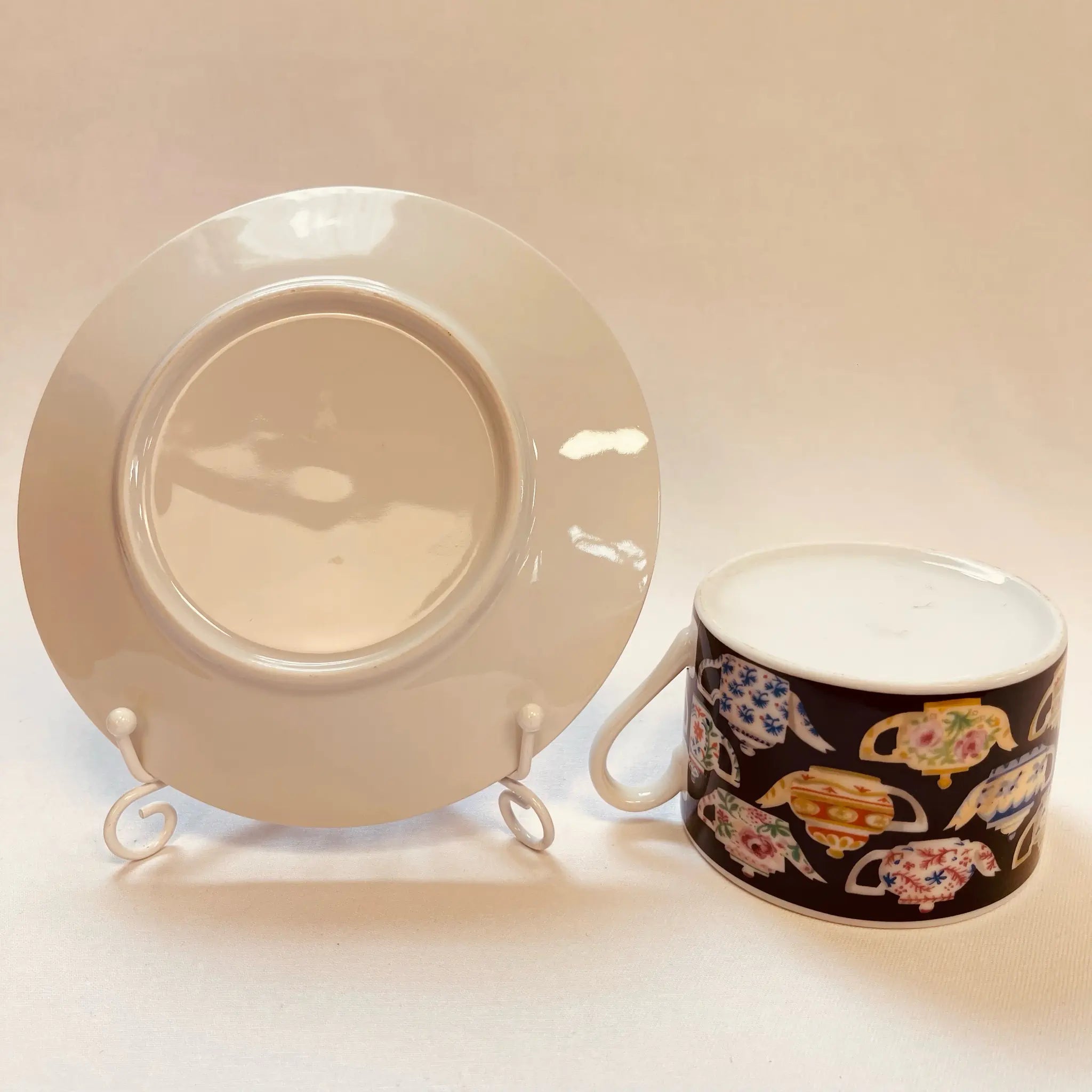 Vintage Cup and Saucer / J. Luber / Designed by Pat Albeck / 1980 / England