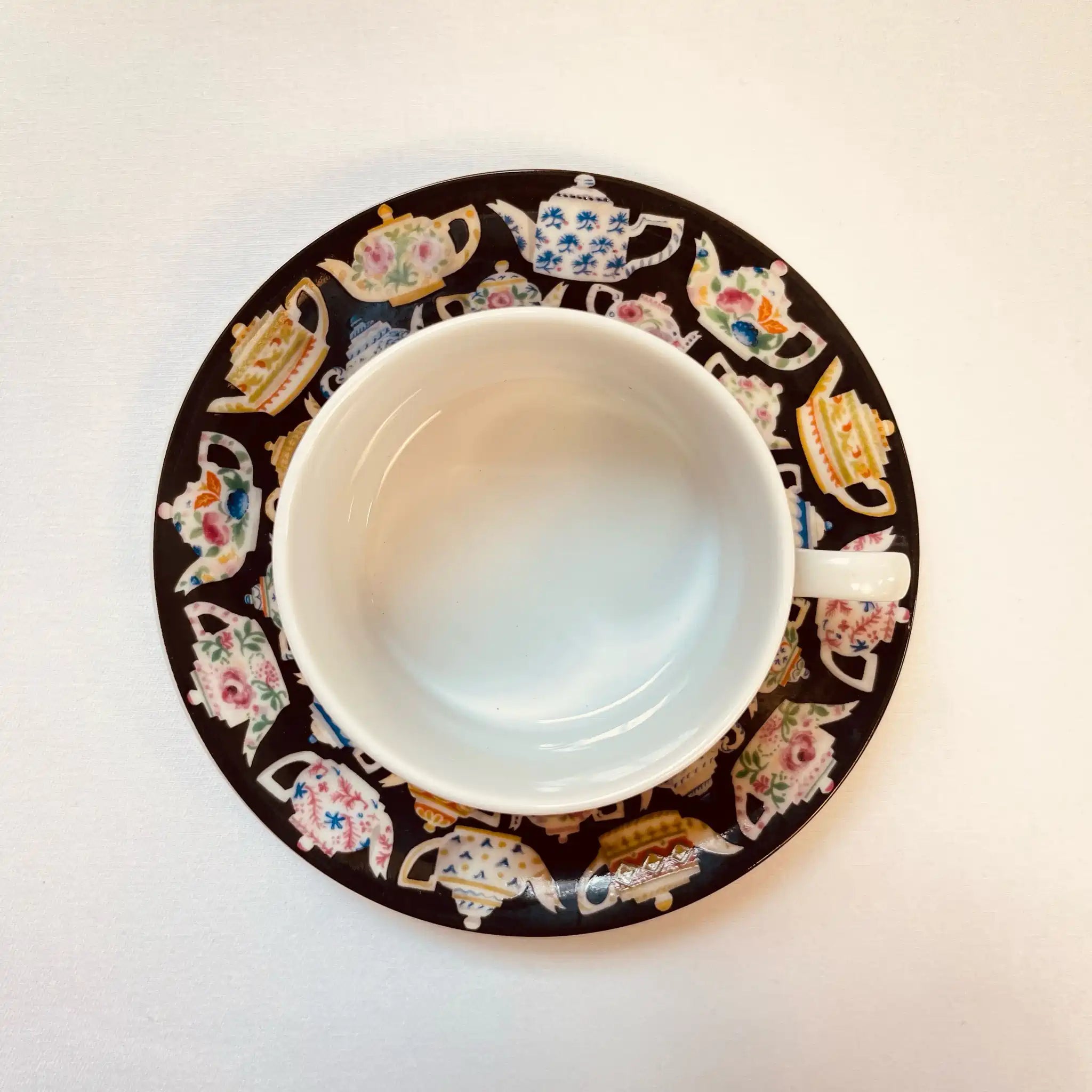 Vintage Cup and Saucer / J. Luber / Designed by Pat Albeck / 1980 / England