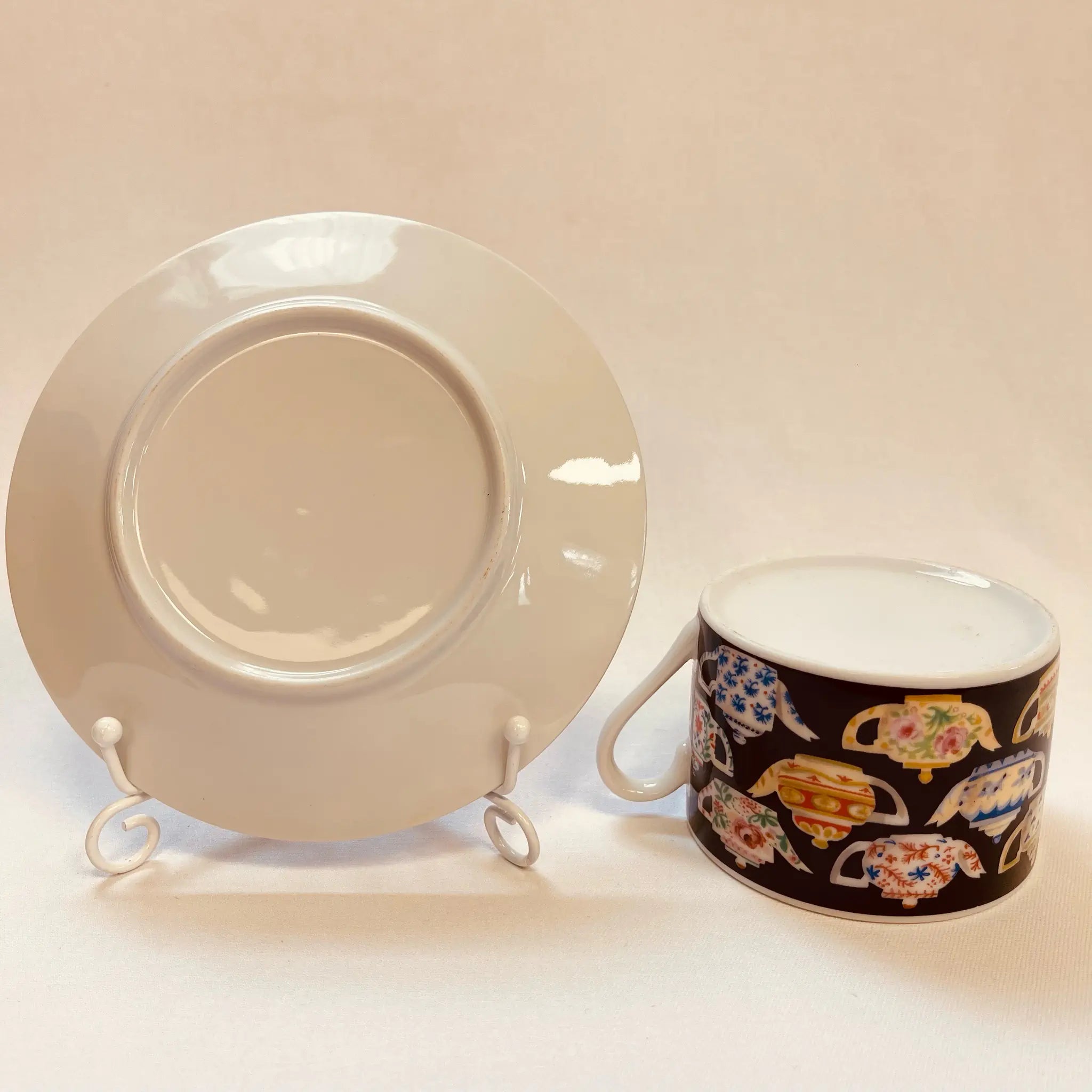 Vintage Cup and Saucer / J. Luber / Designed by Pat Albeck / 1980 / England