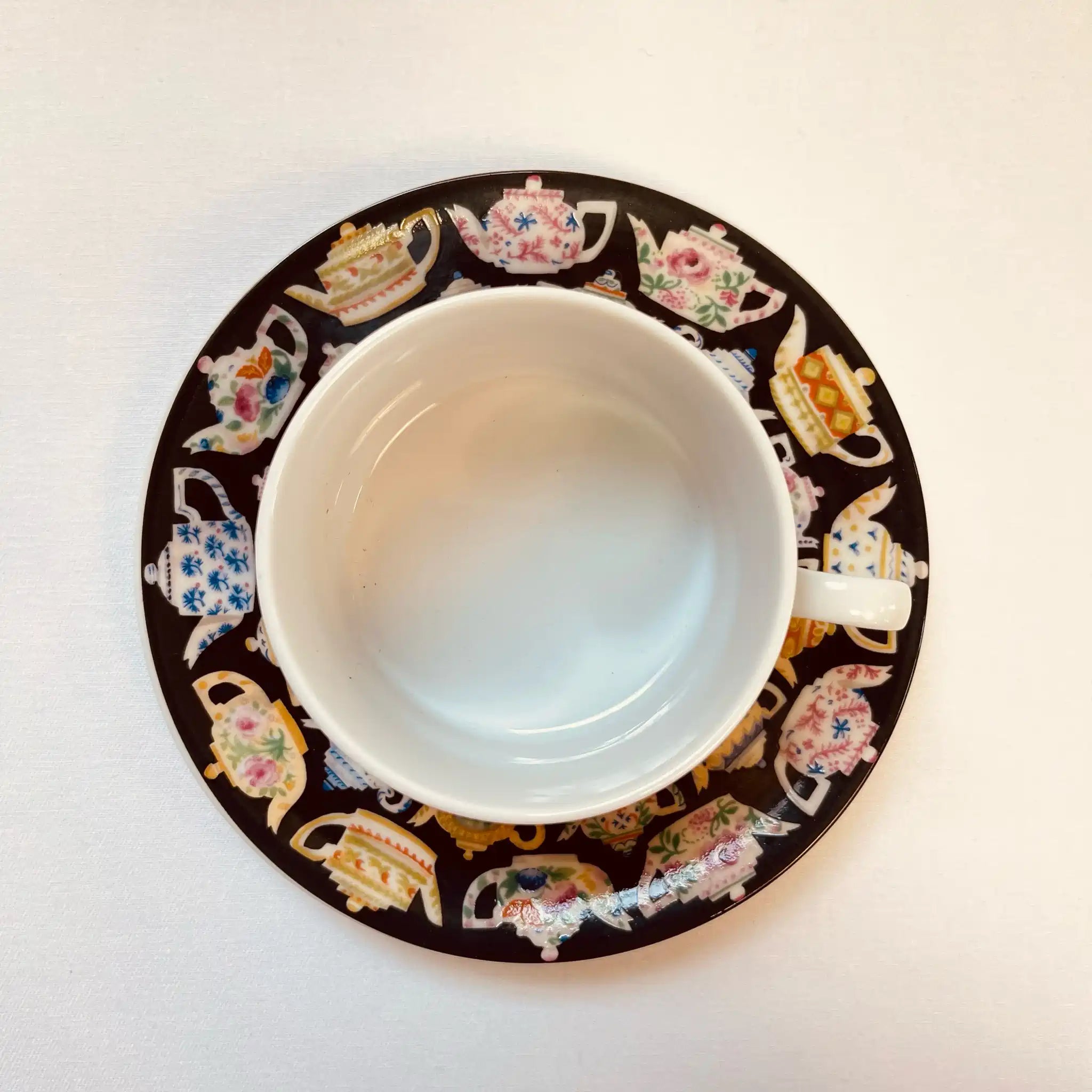 Vintage Cup and Saucer / J. Luber / Designed by Pat Albeck / 1980 / England