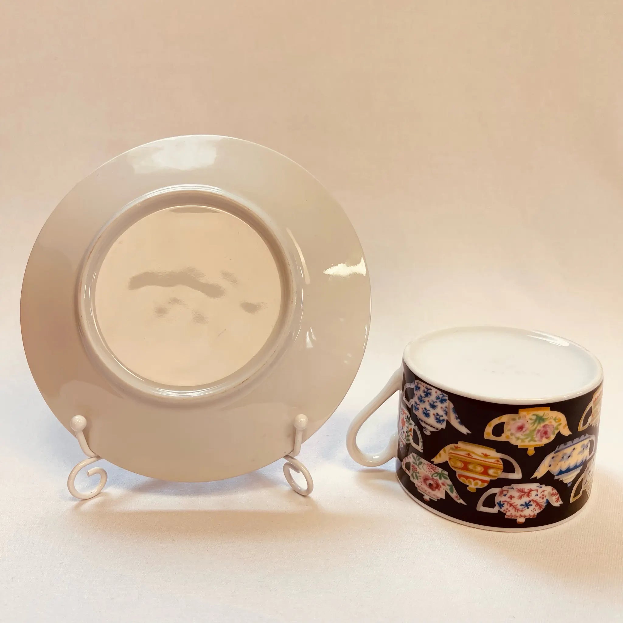 Vintage Cup and Saucer / J. Luber / Designed by Pat Albeck / 1980 / England