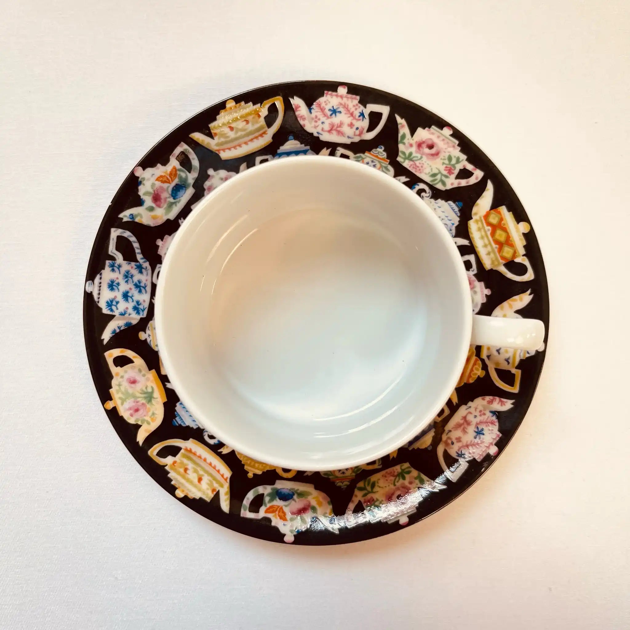 Vintage Cup and Saucer / J. Luber / Designed by Pat Albeck / 1980 / England
