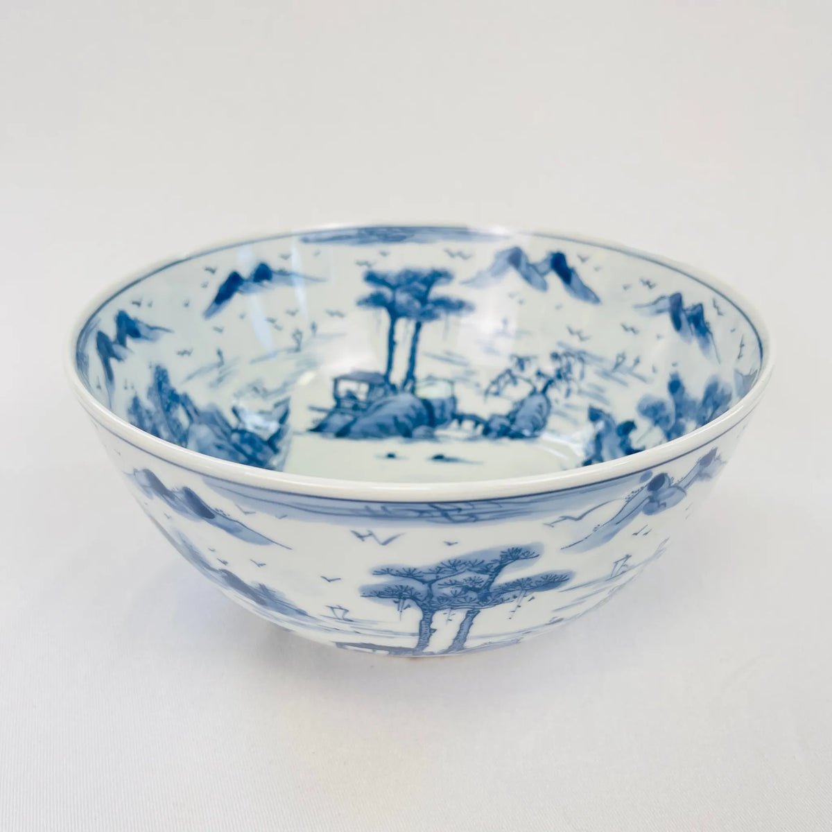 深皿（深钵）/山水画/ 19世纪/英国直接进口，山水画，染色钵，吴须钵