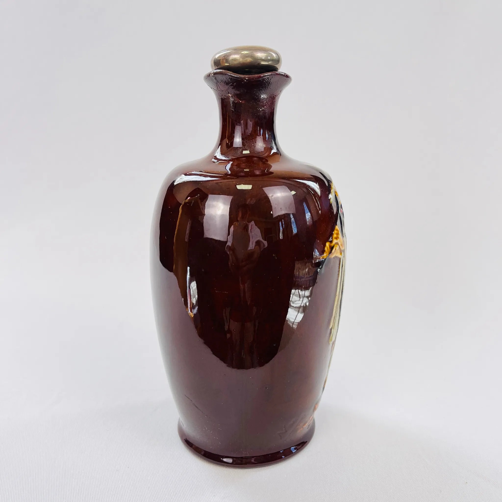 【アンティーク】 フラスク / Royal Doulton(ロイヤル ドルトン) / Kingsware(キングスウエア)"Pied Piper(パイドパイパー)" / 1901年～1922年頃 / 陶器 / イギリス / シルバーストッパー
