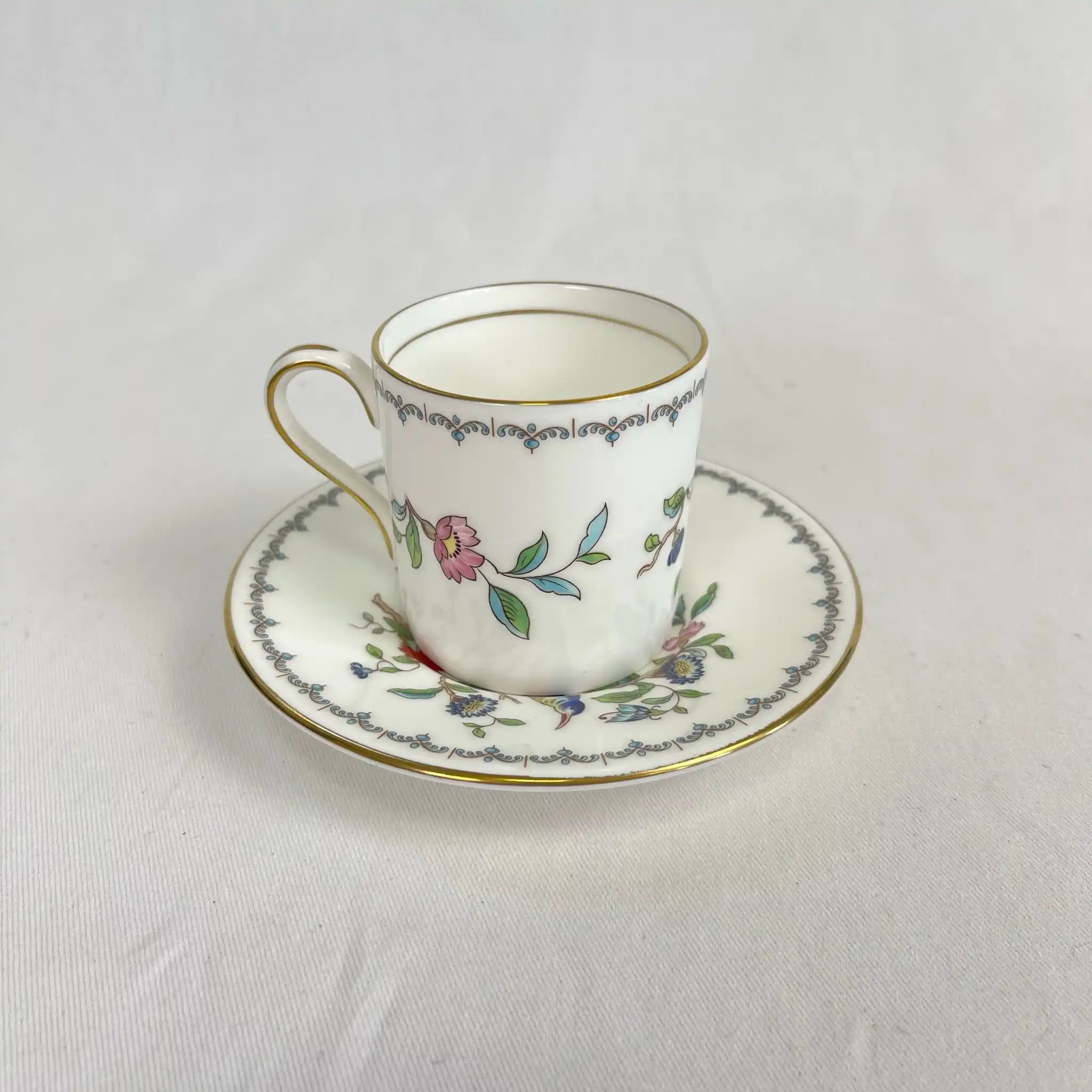 【リユース】 ドミタスカップ＆ソーサーセット / AYNSLEY / ペンブロックシリーズ / 1970～2015 / Fine Bone China / イギリス