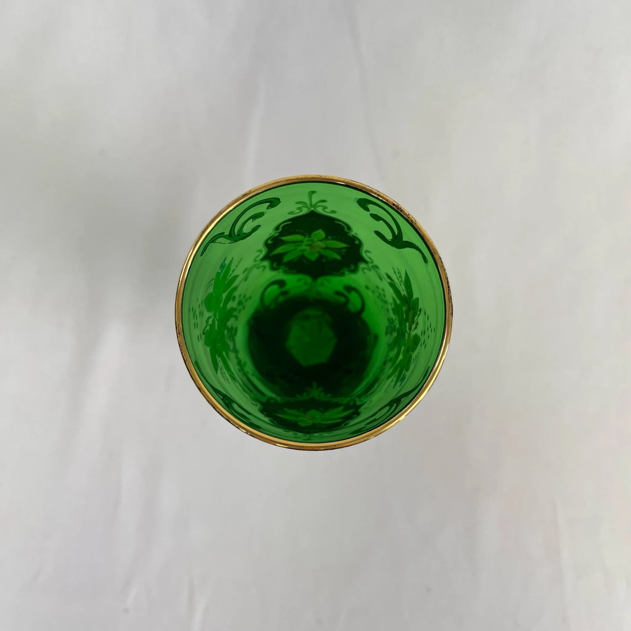 【リユース】 ベネチアングラス / ムラーノグラス / ソーダ石灰ガラス / イタリア / 金彩,花柄