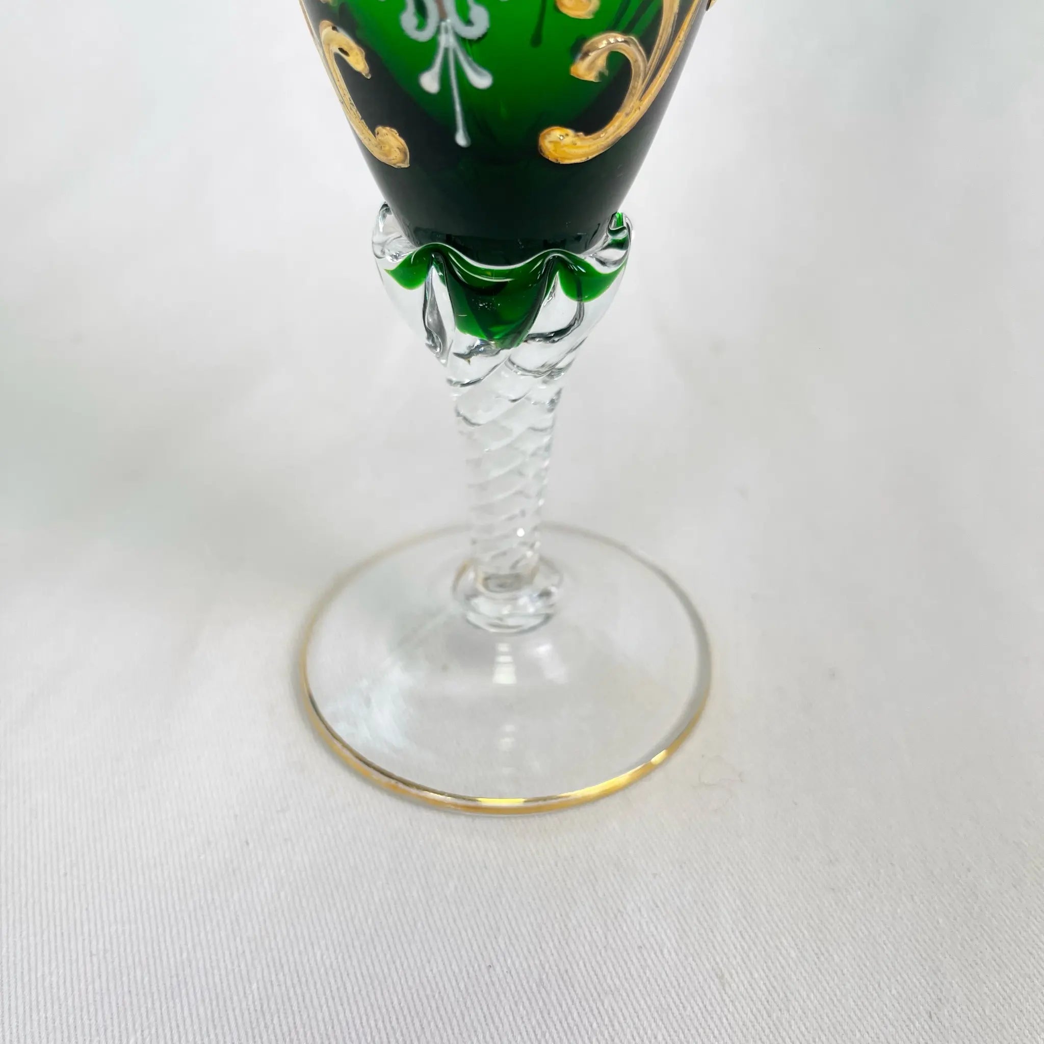 【リユース】 ベネチアングラス / ムラーノグラス / ソーダ石灰ガラス / イタリア / 金彩,花柄