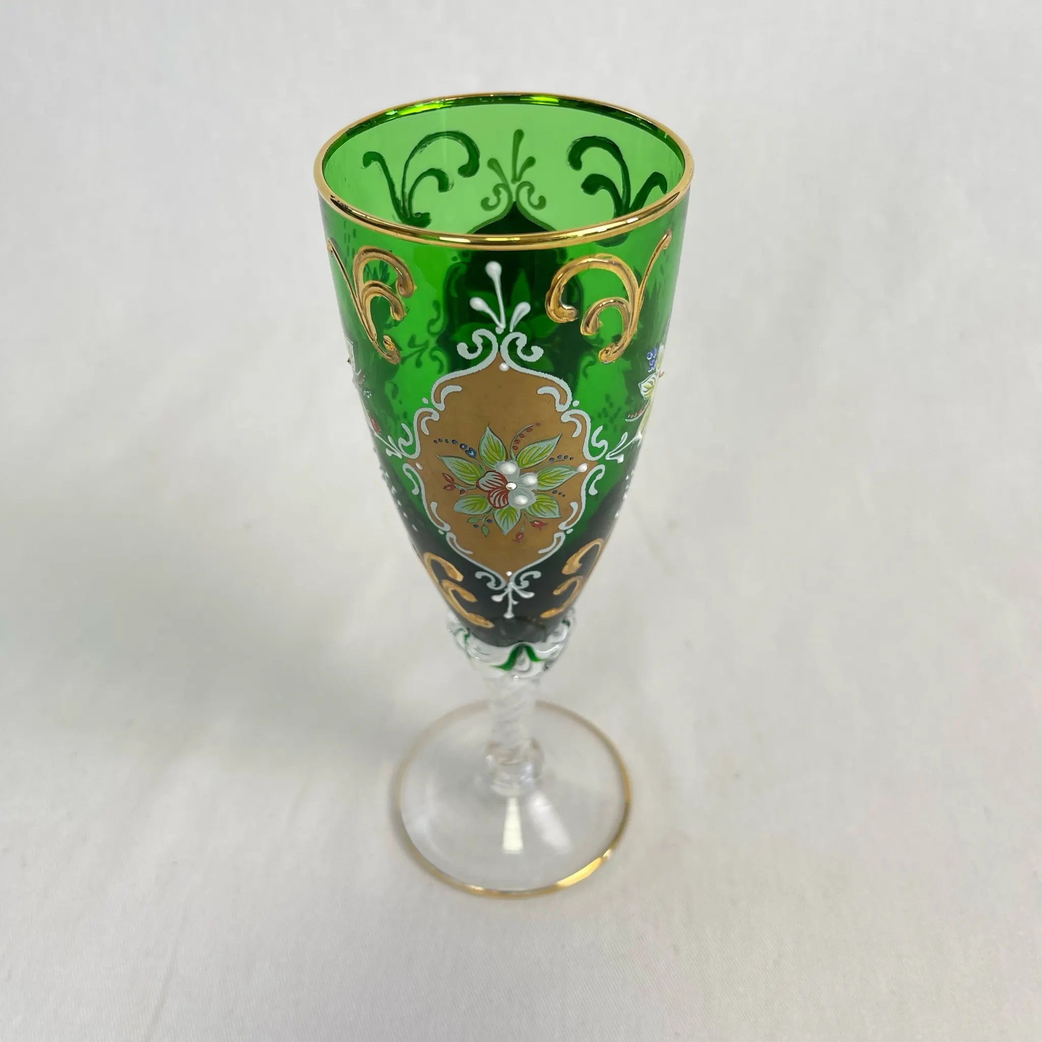 【リユース】 ベネチアングラス / ムラーノグラス / ソーダ石灰ガラス / イタリア / 金彩,花柄