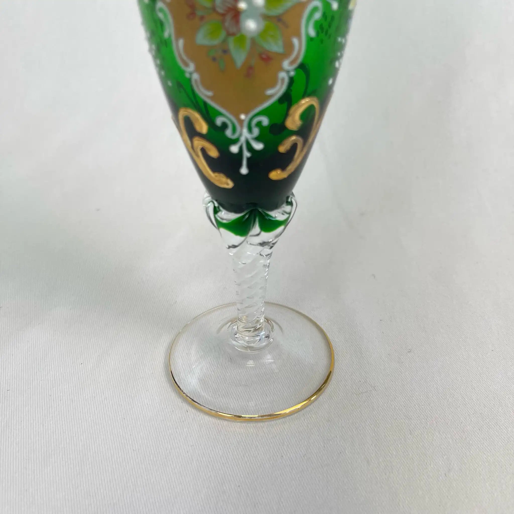 【リユース】 ベネチアングラス / ムラーノグラス / ソーダ石灰ガラス / イタリア / 金彩,花柄