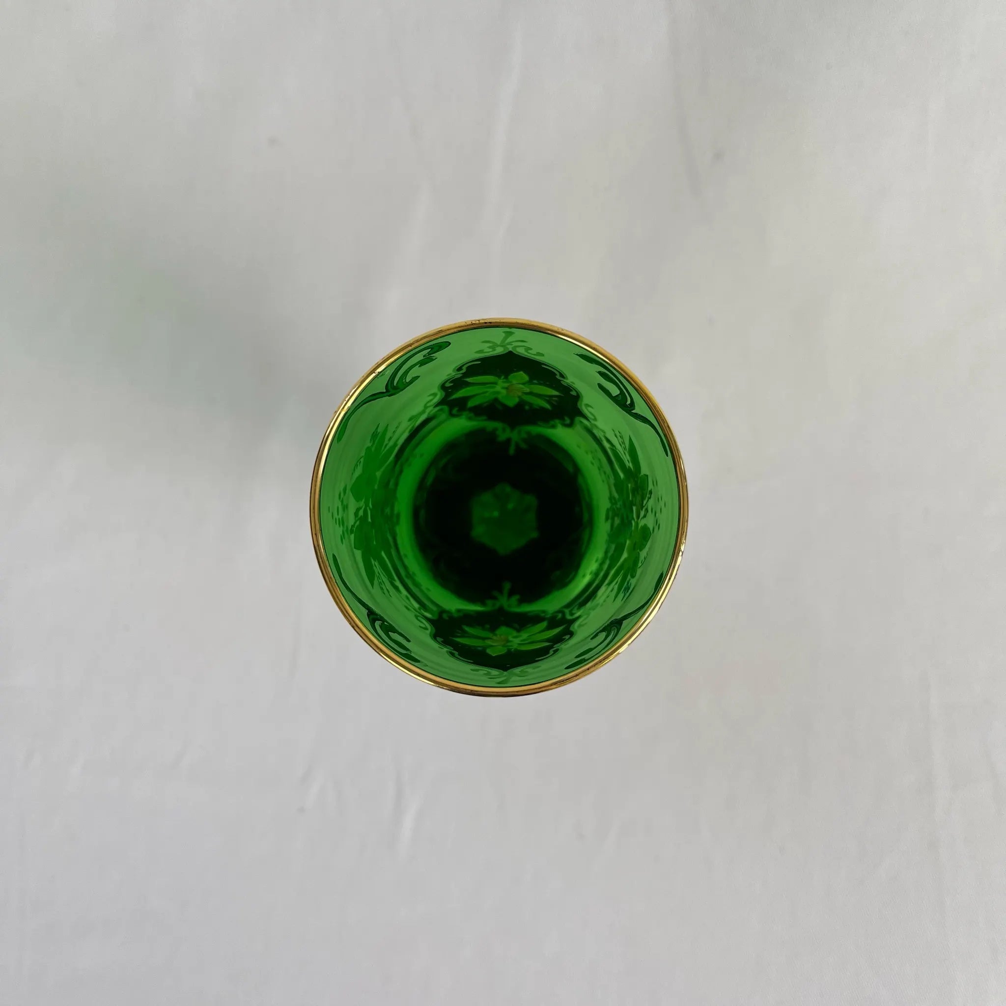 【リユース】 ベネチアングラス / ムラーノグラス / ソーダ石灰ガラス / イタリア / 金彩,花柄