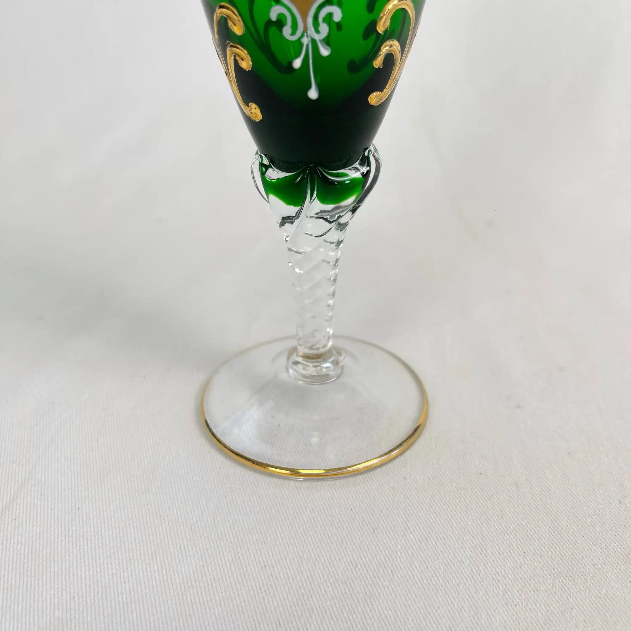 【リユース】 ベネチアングラス / ムラーノグラス / ソーダ石灰ガラス / イタリア / 金彩,花柄