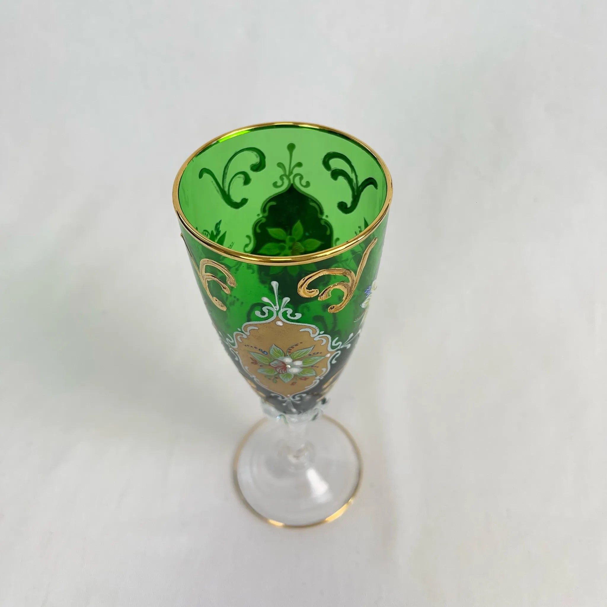 【リユース】 ベネチアングラス / ムラーノグラス / ソーダ石灰ガラス / イタリア / 金彩,花柄