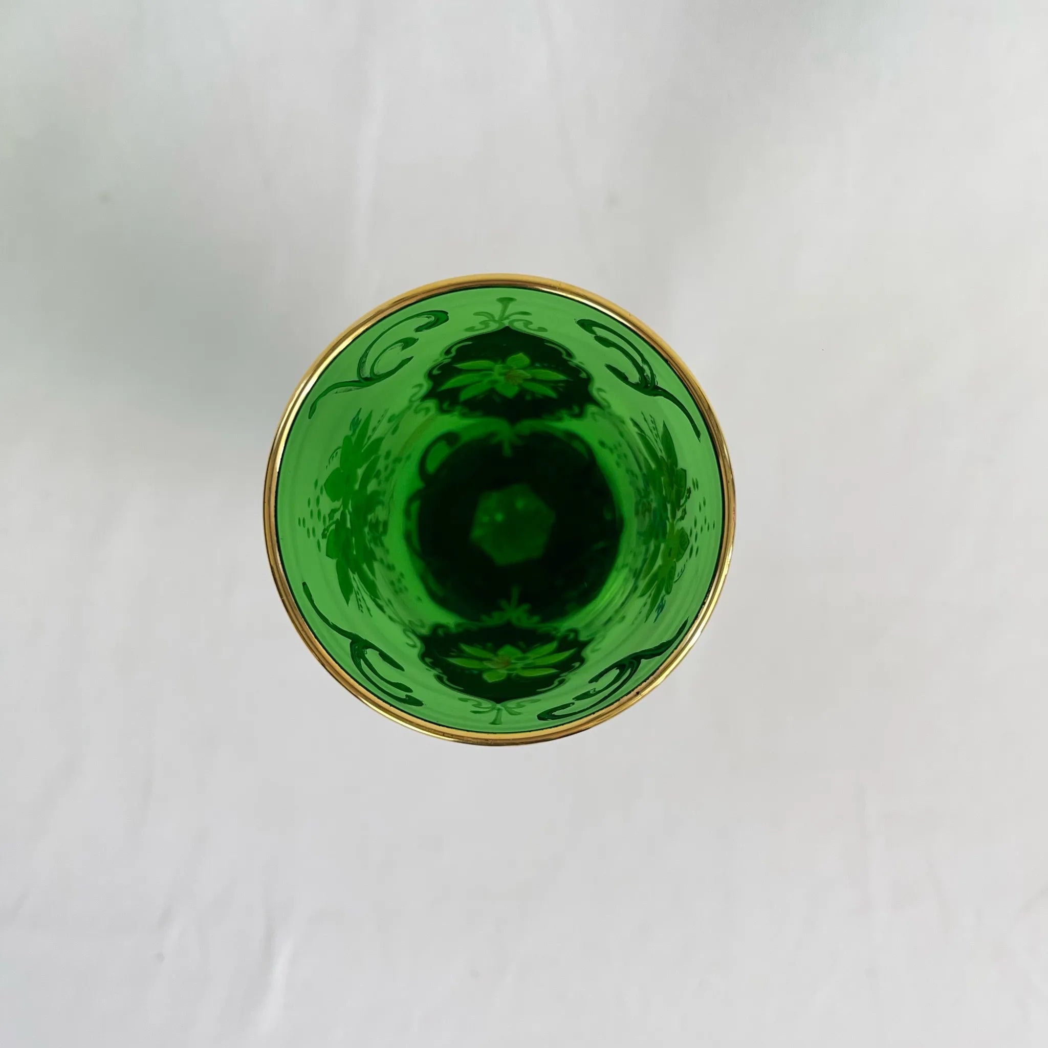 【リユース】 ベネチアングラス / ムラーノグラス / ソーダ石灰ガラス / イタリア / 金彩,花柄