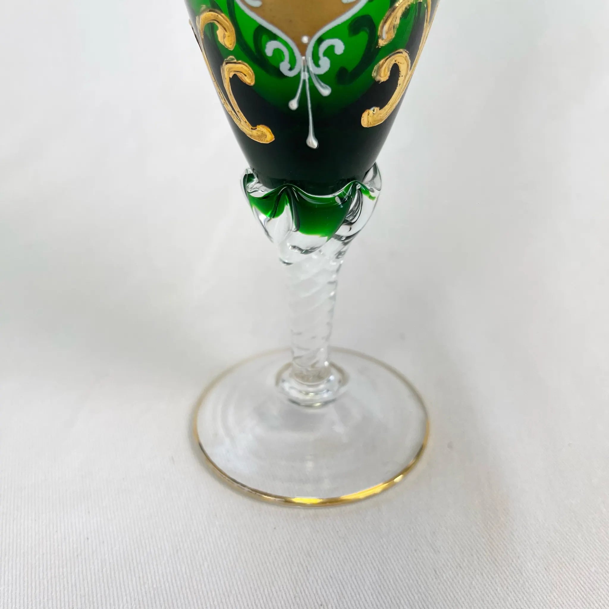 【リユース】 ベネチアングラス / ムラーノグラス / ソーダ石灰ガラス / イタリア / 金彩,花柄