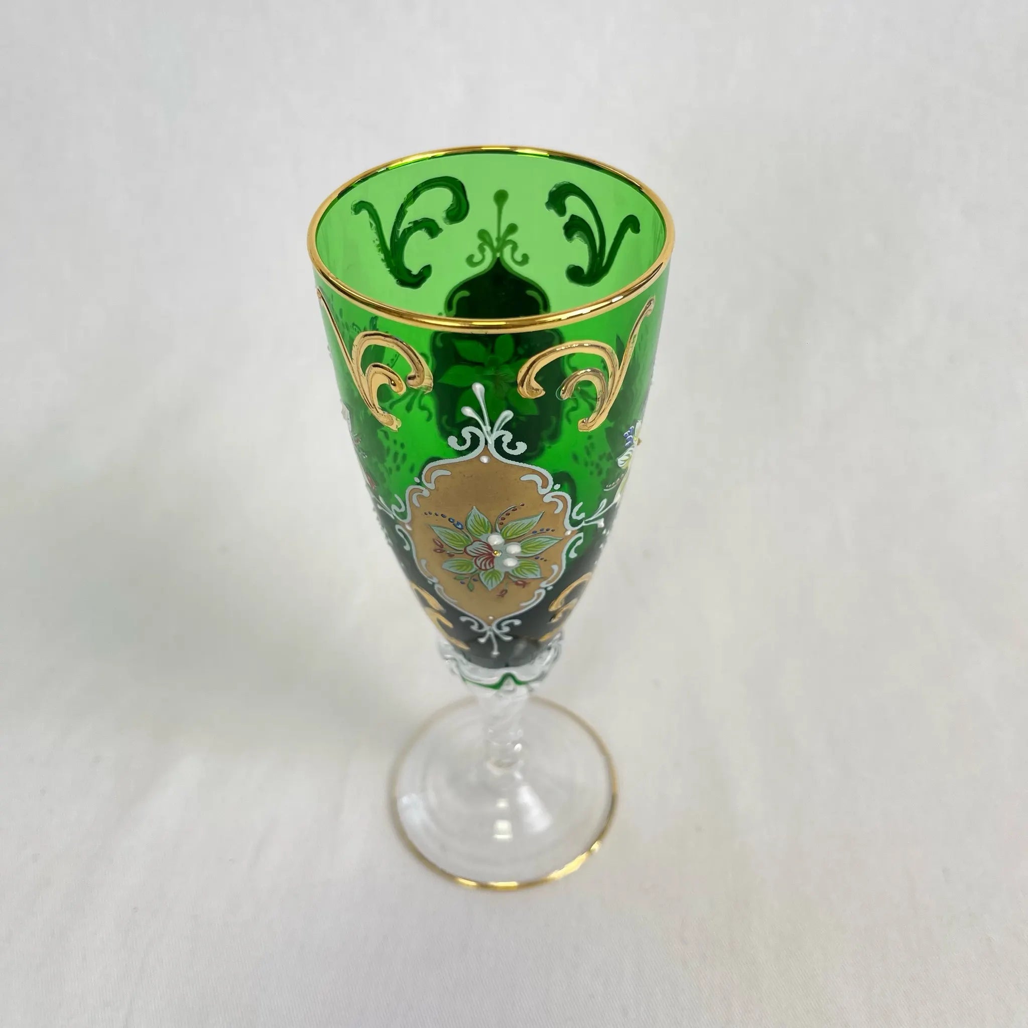 【リユース】 ベネチアングラス / ムラーノグラス / ソーダ石灰ガラス / イタリア / 金彩,花柄