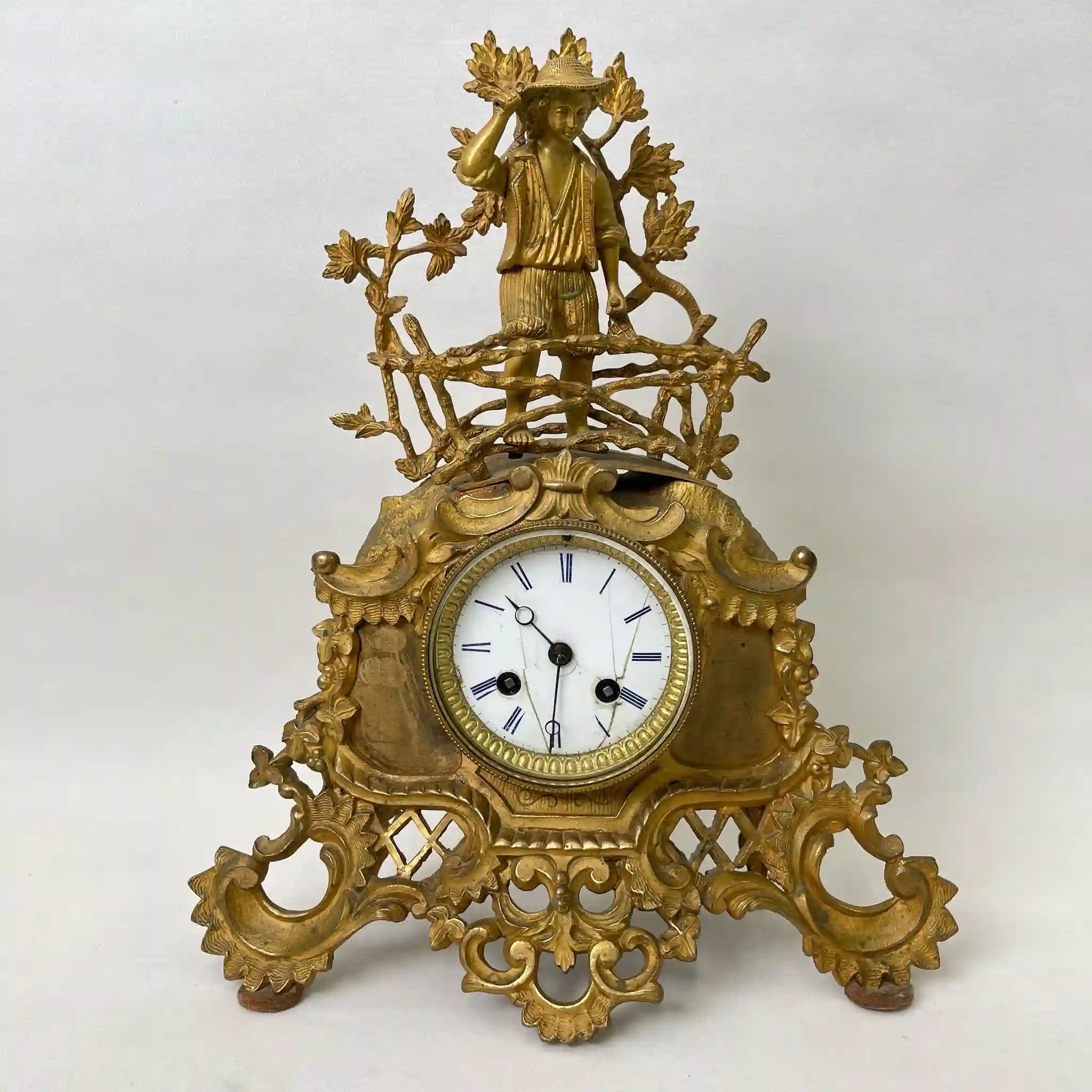 【アンティーク】 ゴールドマントルクロック / ロココ様式 / 19世紀 / 金メッキブロンズ / フランス / フランス直輸入 ※ゼンマイなし