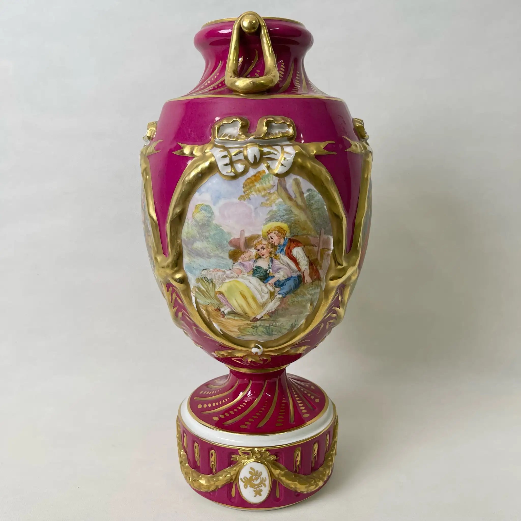 【アンティーク】 フラワーベース(花瓶) / 1900年代 / 磁器 / フランス / 金彩装飾