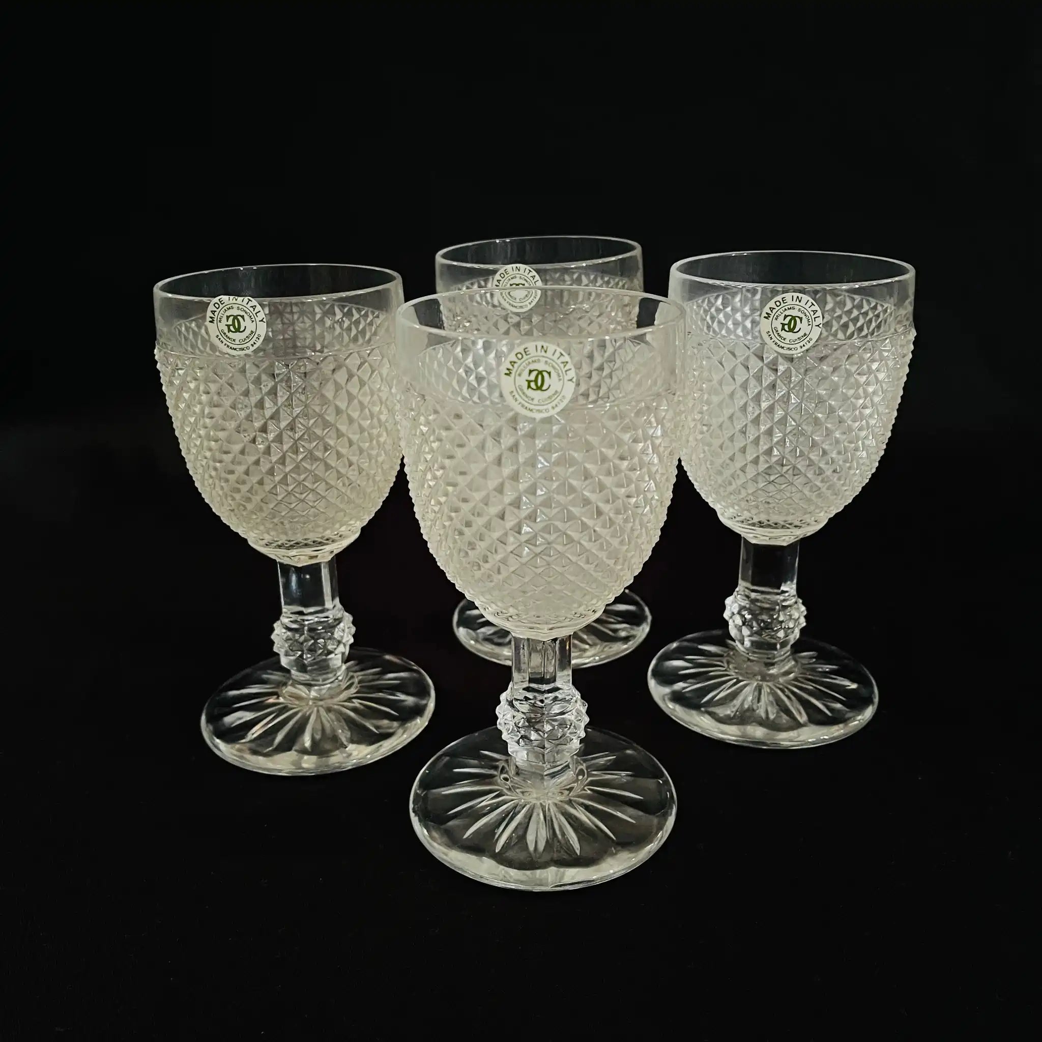 【リユース】 ワイングラス 4P / WILLIAMS SONOMA / GRANDE CUISINE / イタリア / 金彩 / 箱付き