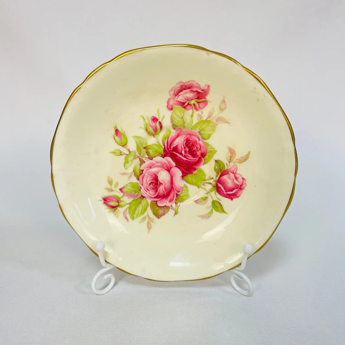 Adderley /盘子/ Fine Bone China /英国/花卉图案，玫瑰，象牙色，显示