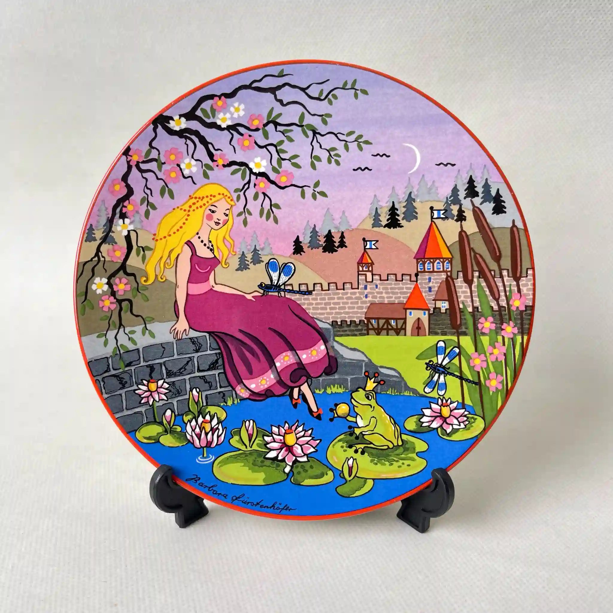 【ビンテージ】 プレート(皿) / Poole Pottery(プール ポタリー) / カエルの王様 / 陶器 / イギリス / スタンド付き グリム童話