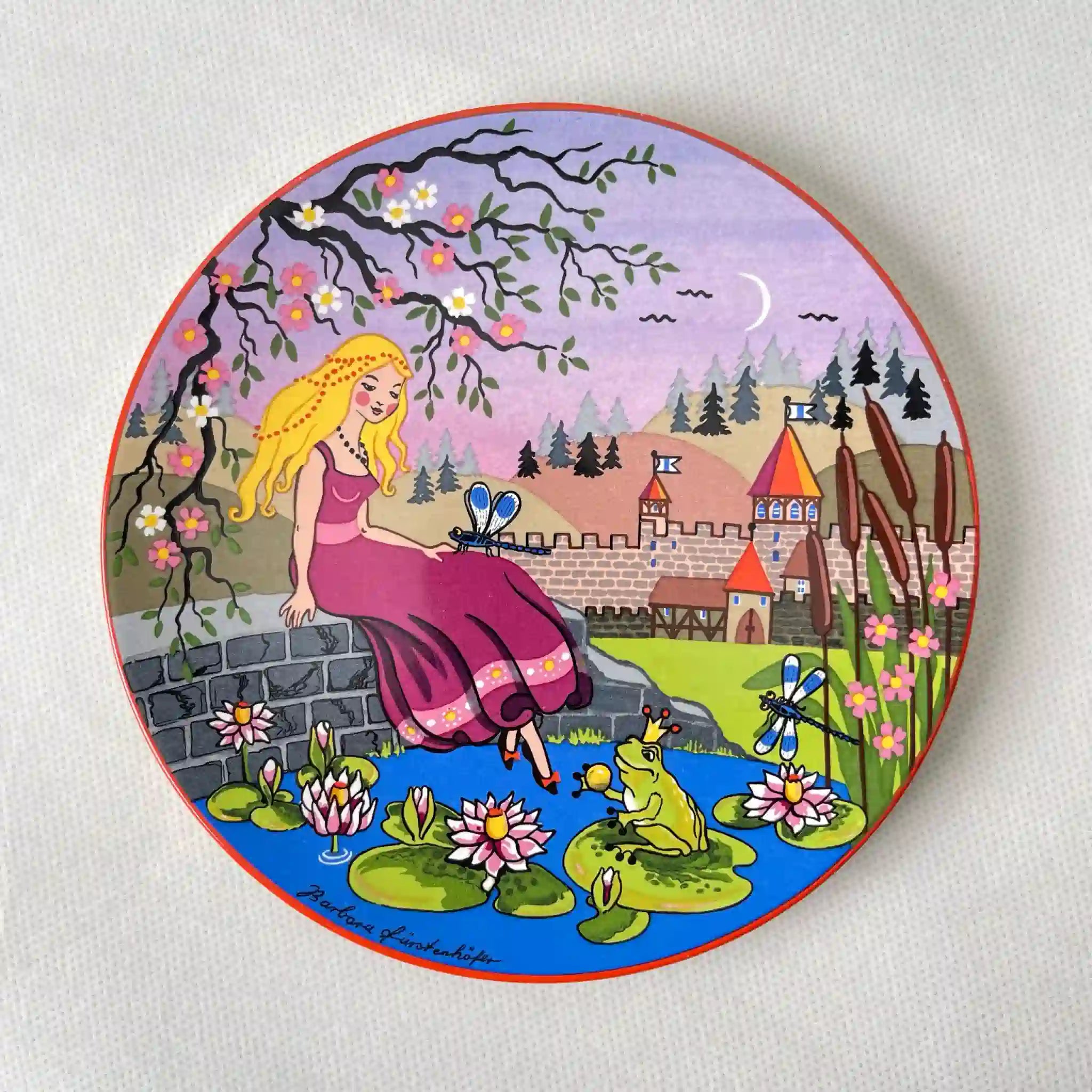 [Vintage] Plate / Poole Pottery / Frog King / Pottery / England / With stand