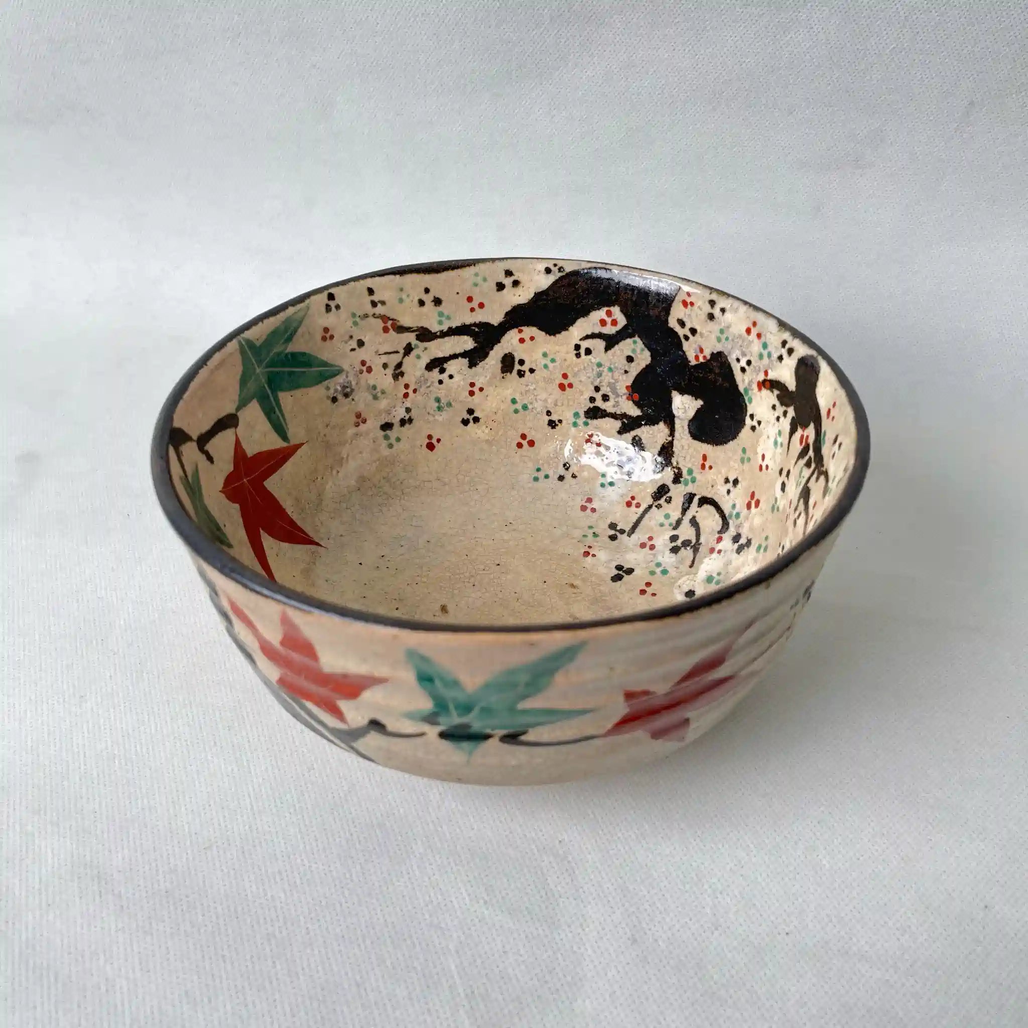 初荷品古犬山焼雲錦手平茶碗（時代品茶道具） 【公式通販】
