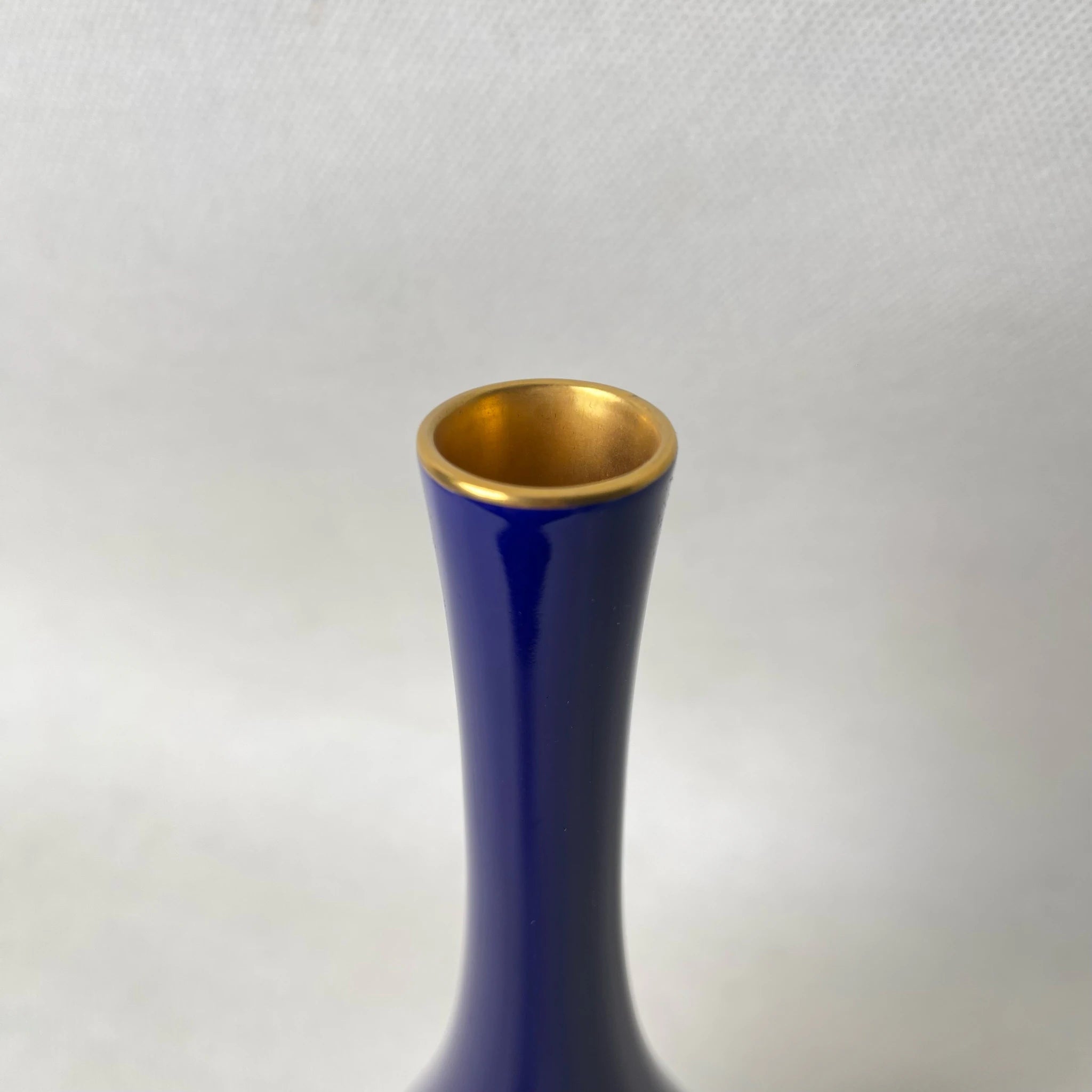 【リユース】 一輪挿し(花瓶） / 香蘭社 / 鶴首型 瑠璃色 / 磁器 / 日本 / 箱付き