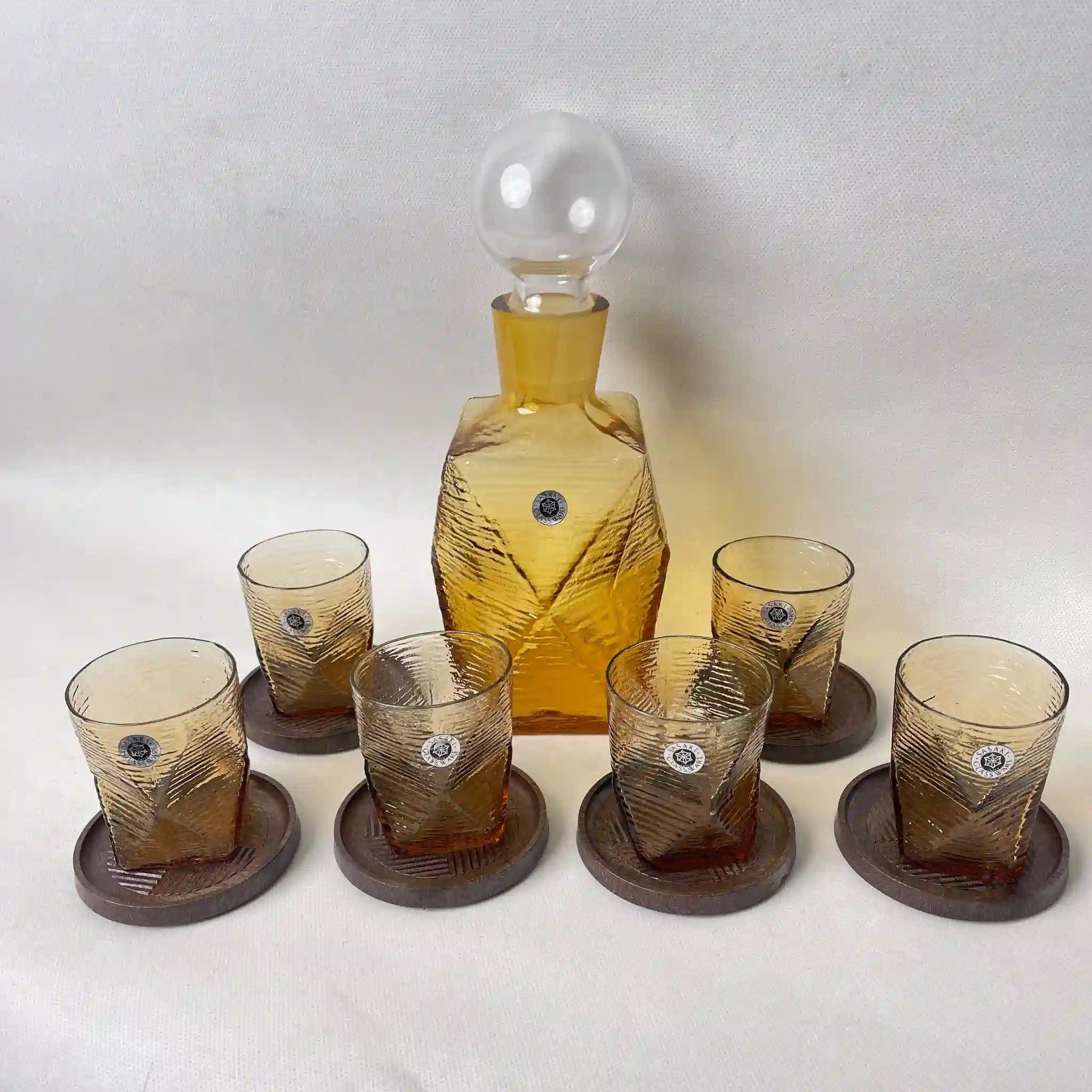 【ビンテージ】 デキャンタ グラス6P / SASAKI GLASSWARE(佐々木硝子) / クリスタルガラス / 日本 / 箱付き
