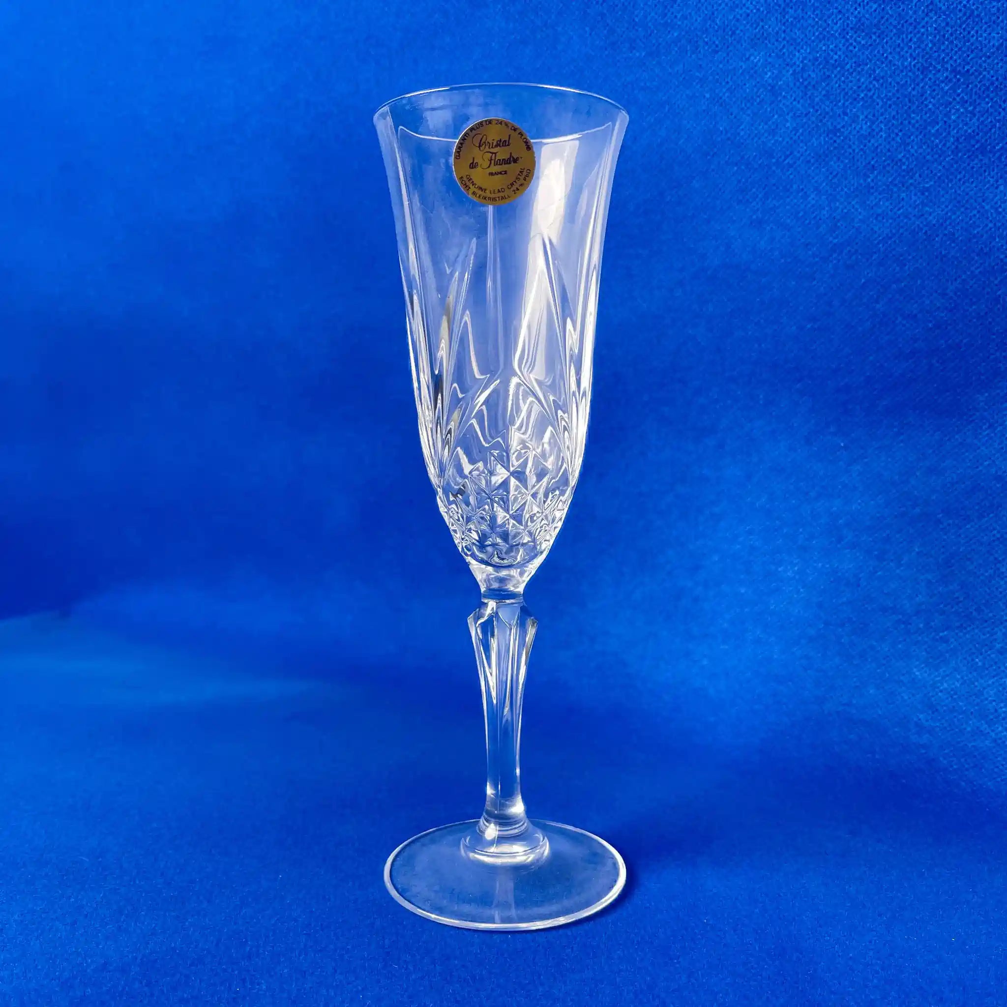 【リユース】 シャンパングラス 2P / Cristal de Flandre (クリスタル・ド・フランドル) / クリスタルガラス / フランス / 酸化鉛24％配合