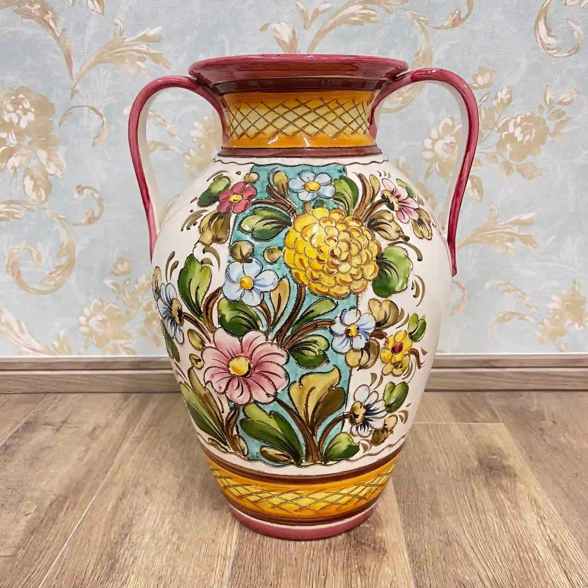 【ビンテージ】 フラワーベース(花瓶) / マヨルカ焼き / 陶器 / イタリア