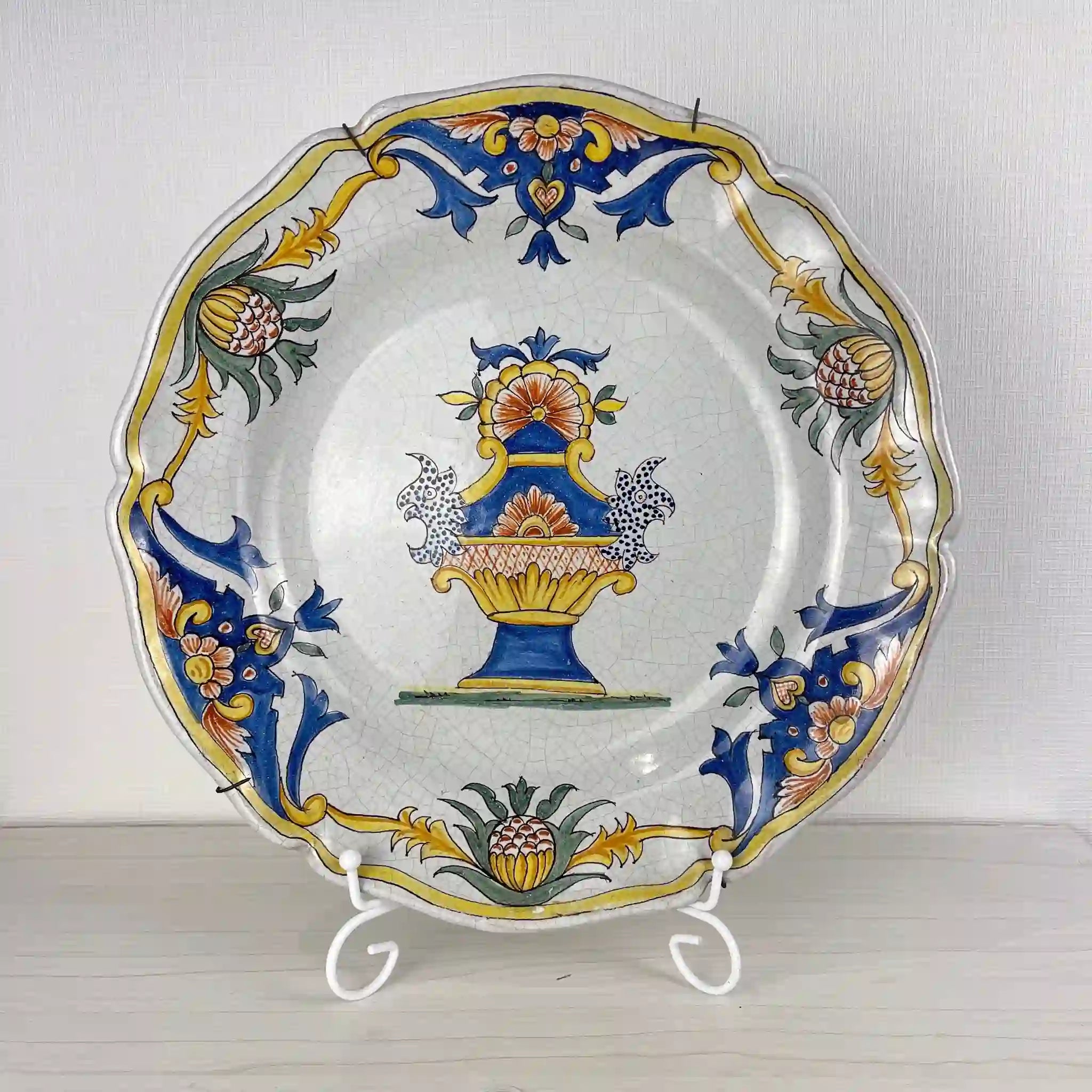 【アンティーク】 絵皿 / 17世紀～18世紀 / 陶器 / フランス / ファイアンス(錫釉陶器) ,フランス直輸入