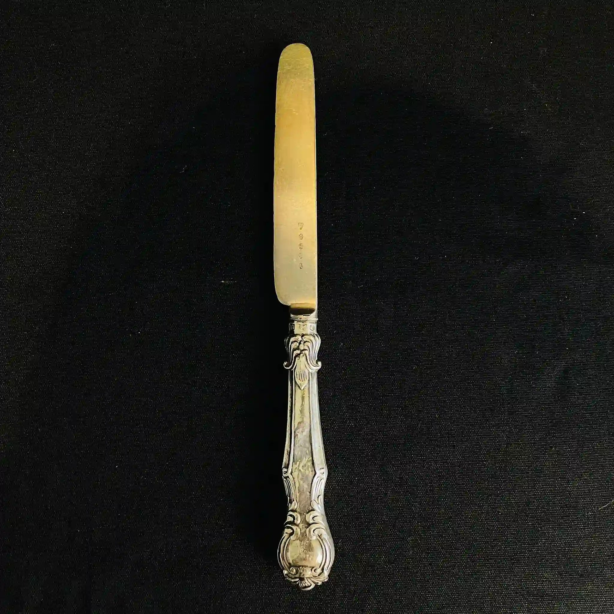 [Antique] Collection of 8 knives and 21 forks with silver handles and copper blades /