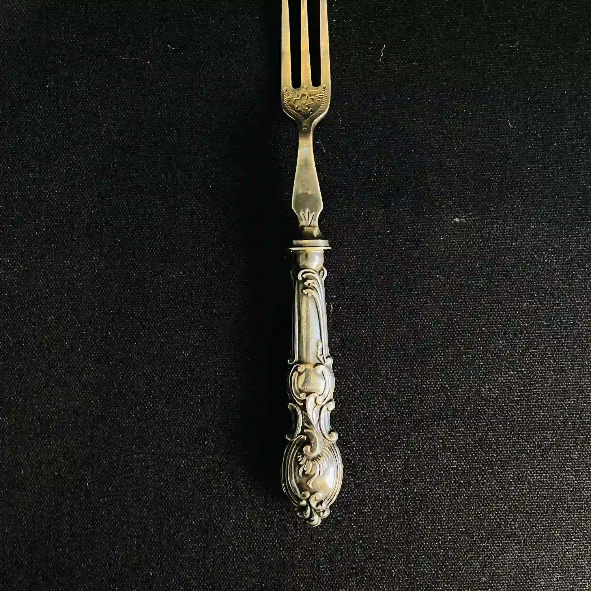 [Antique] Collection of 8 knives and 21 forks with silver handles and copper blades /