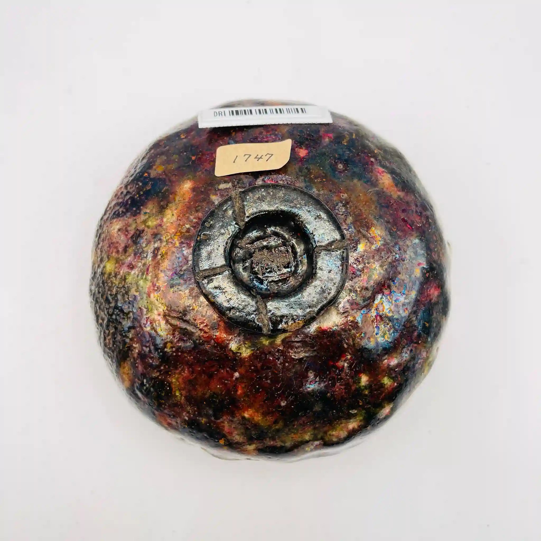 【リユース】 茶碗 / 加藤石春 / 『楽茶碗』立田錦 / 大正時代 / 黒楽四方茶碗