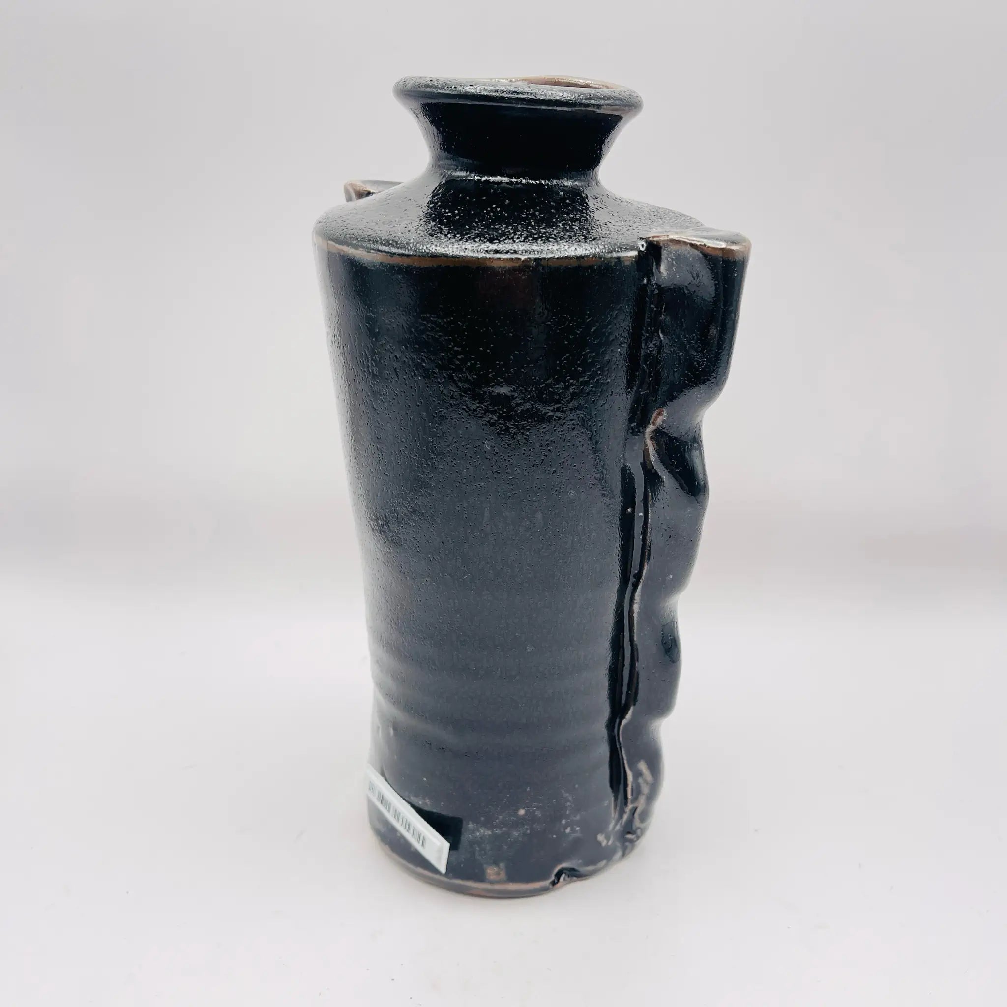 【骨董品】 フラワーベース(花瓶) / 山口小左衛門窯 / 赤津焼 / 黒耀釉 未使用 箱あり