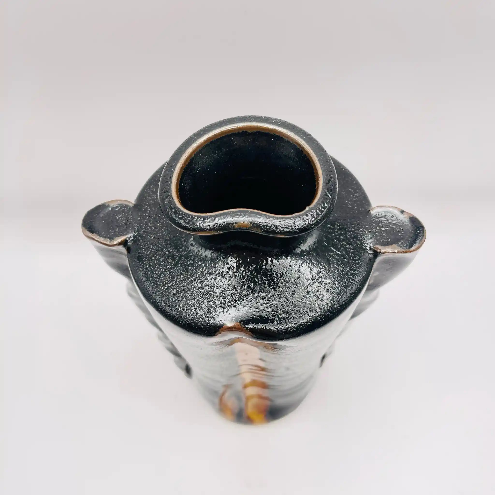 【骨董品】 フラワーベース(花瓶) / 山口小左衛門窯 / 赤津焼 / 黒耀釉 未使用 箱あり