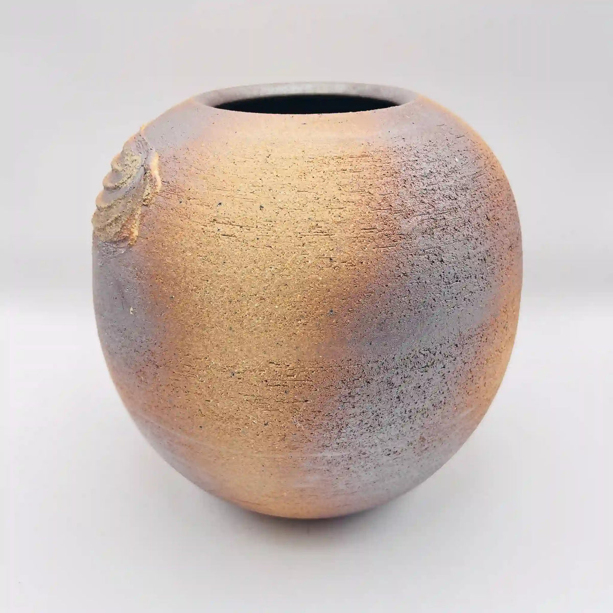 信楽焼陶器製作家物花瓶、 花器、オブジェ滴下模様伝統的な陶器壺茶色や飴色の釉薬 丸壺(花瓶) / オブジェ壺,モダン和風,インテリア装飾品,ディスプレイ用
