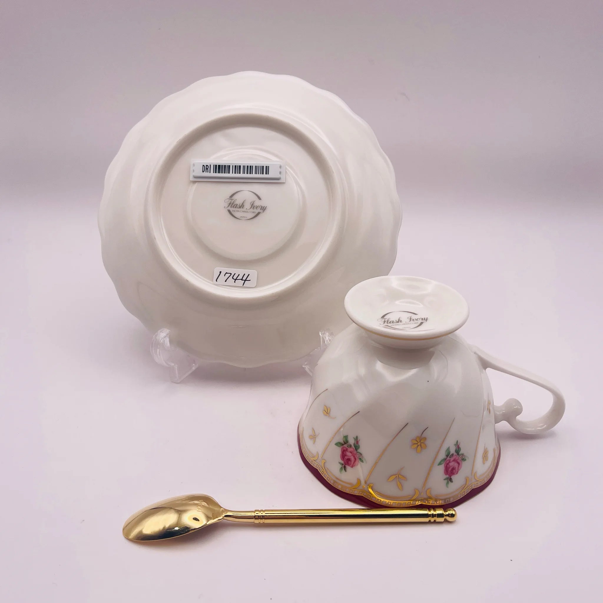 【リユース】 カップ＆ソーサーセット / HOYA / スプーン付き