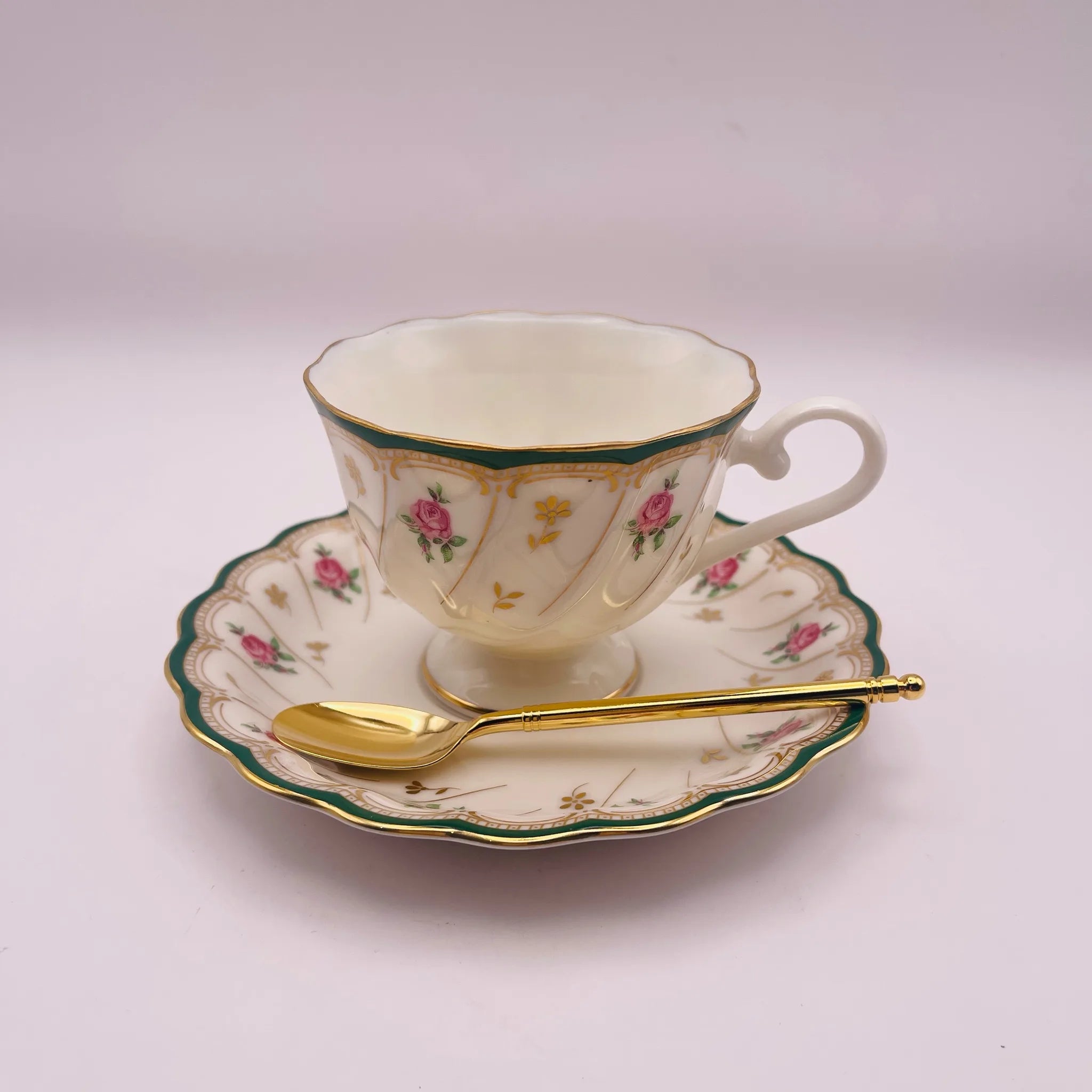 【リユース】 カップ＆ソーサーセット / HOYA / スプーン付き 未使用