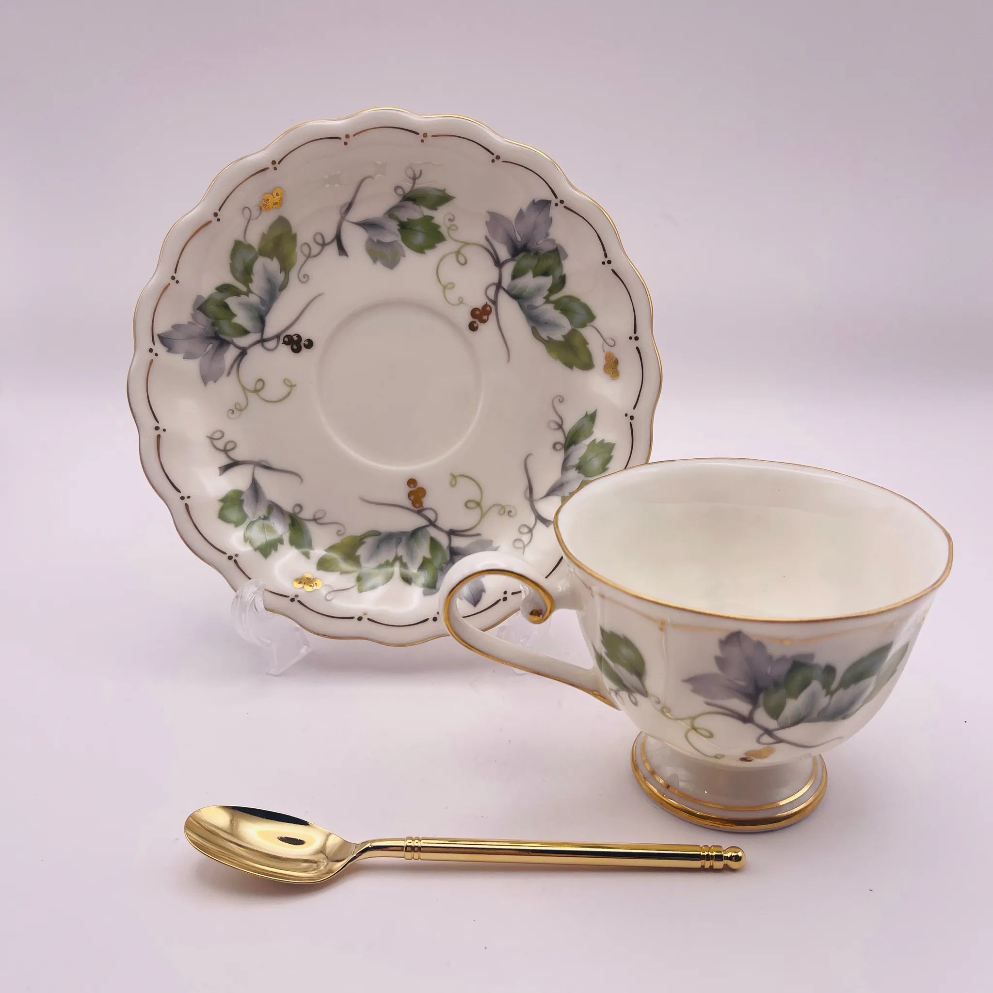 【リユース】 カップ＆ソーサーセット / HOYA / スプーン付き