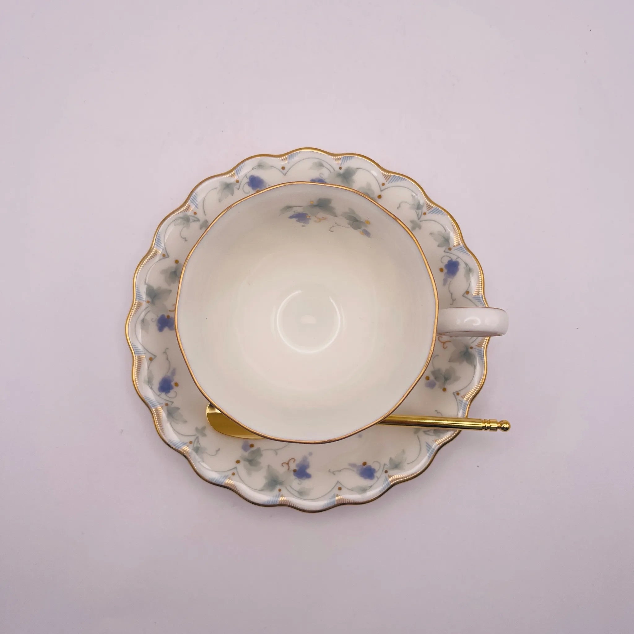 【リユース】 カップ＆ソーサーセット / HOYA / スプーン付き 未使用