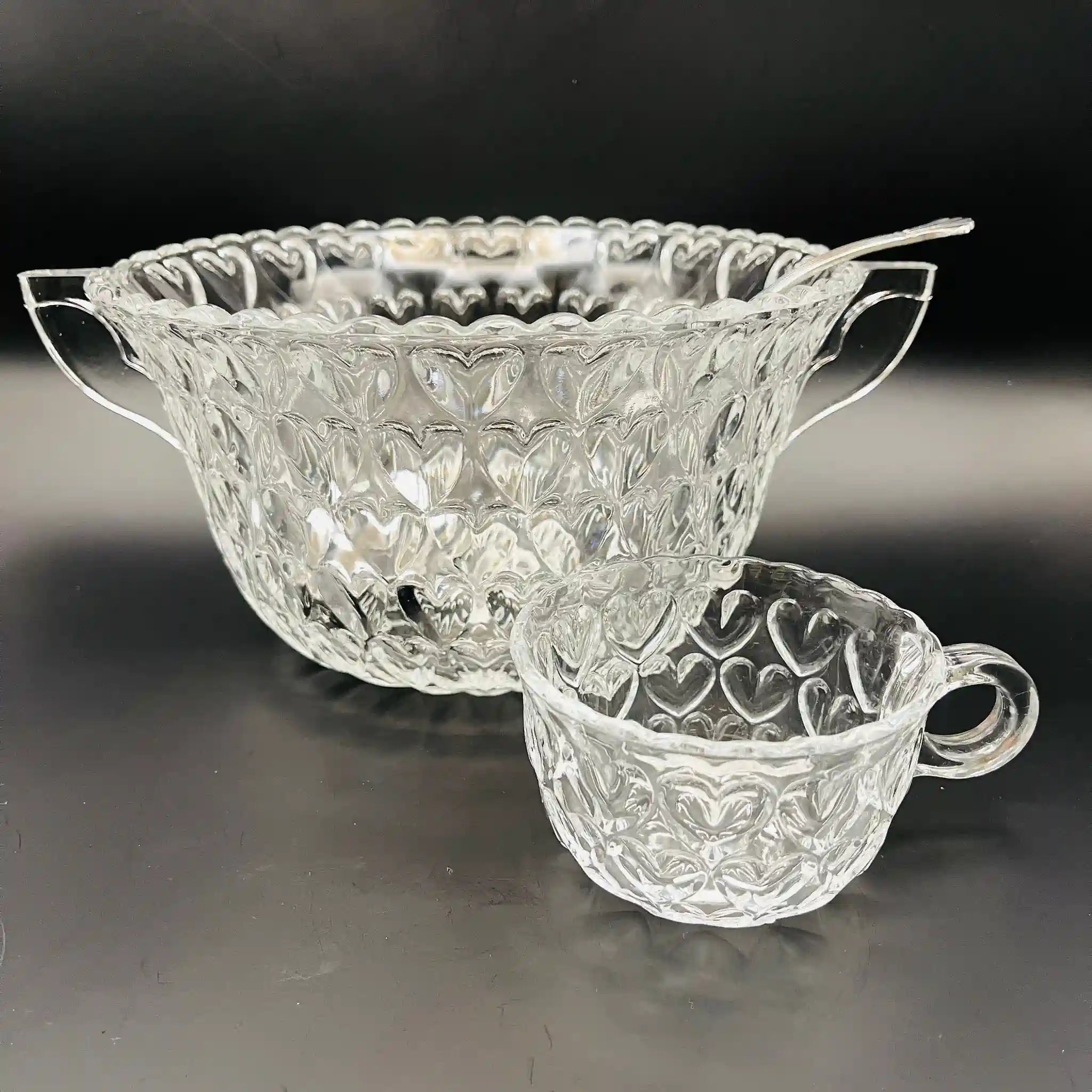 【リユース】 パンチボウルセット / ボウル・レードル・カップ 5P / フルーツポンチ 昭和レトロ